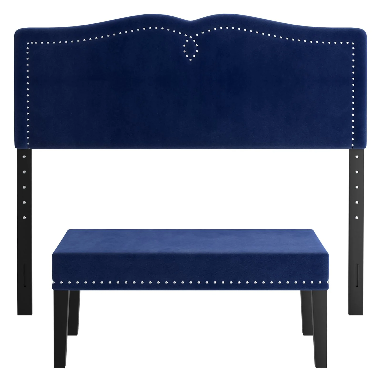 Worldwide Home Furnishings Aurora-54''/60'' Adj Hb W/ Bench-Blue 54"/60" Adj. Headboard W/Bench 151-585D_Q-BL - Image 4