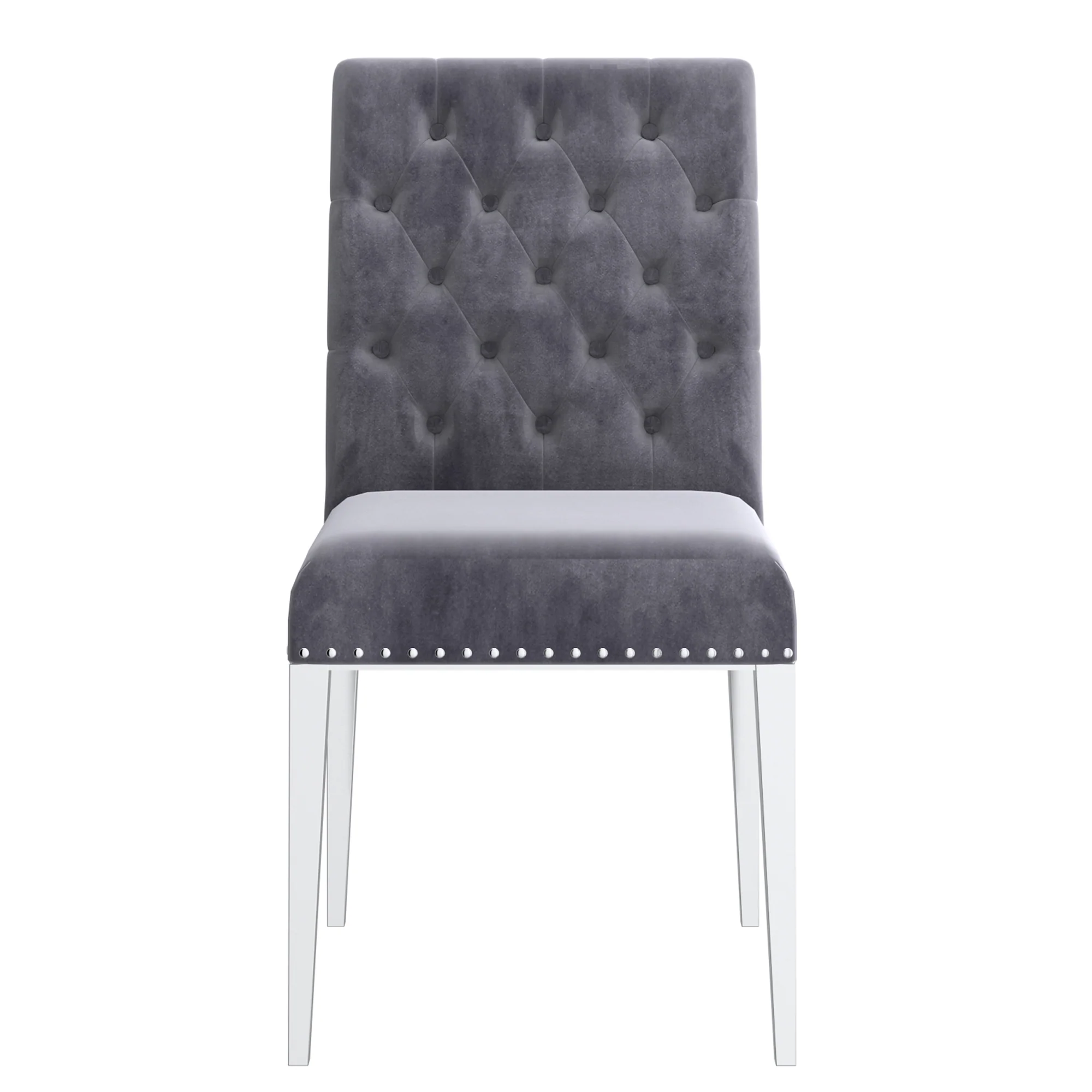Worldwide Home Furnishings Azul-Side Chair-Grey/Silver Leg Side Chair, Set Of 2 202-600GY_CH - Image 5