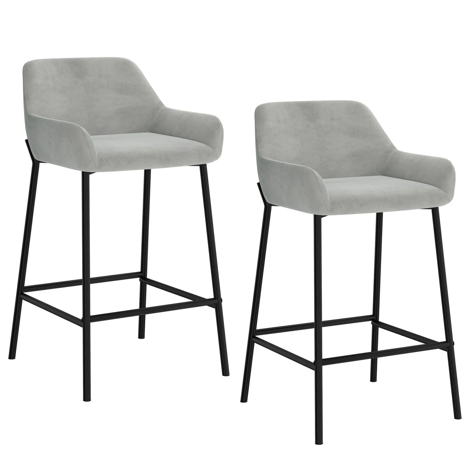 Worldwide Home Furnishings Baily-26'' Counter Stool-Grey Velvet 26" Counter Stool, Velvet, Set Of 2 203-541GRY - Image 2