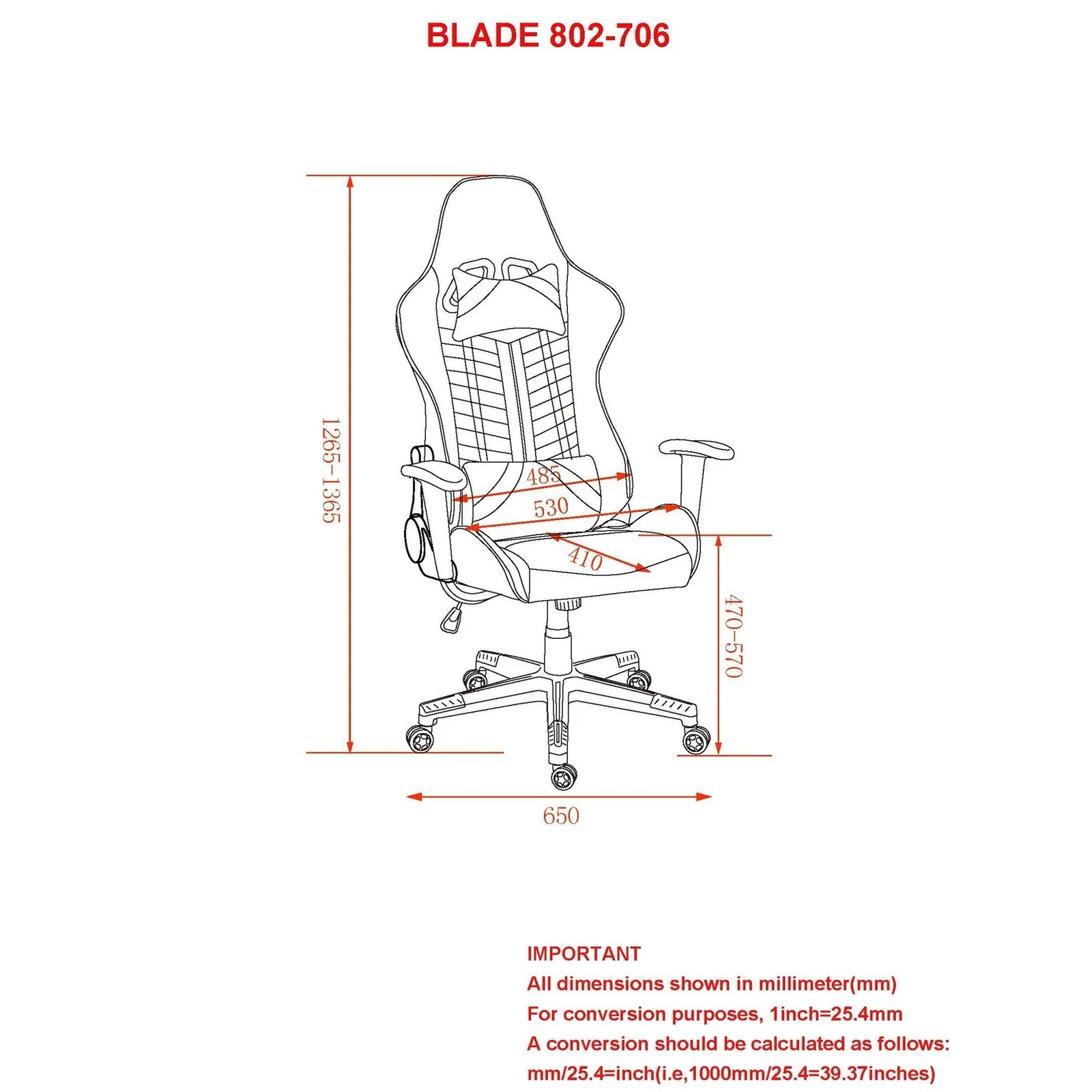 Worldwide Home Furnishings Blade-Office Chair-Red/Black Office Chair 802-706RD/BK - Image 8
