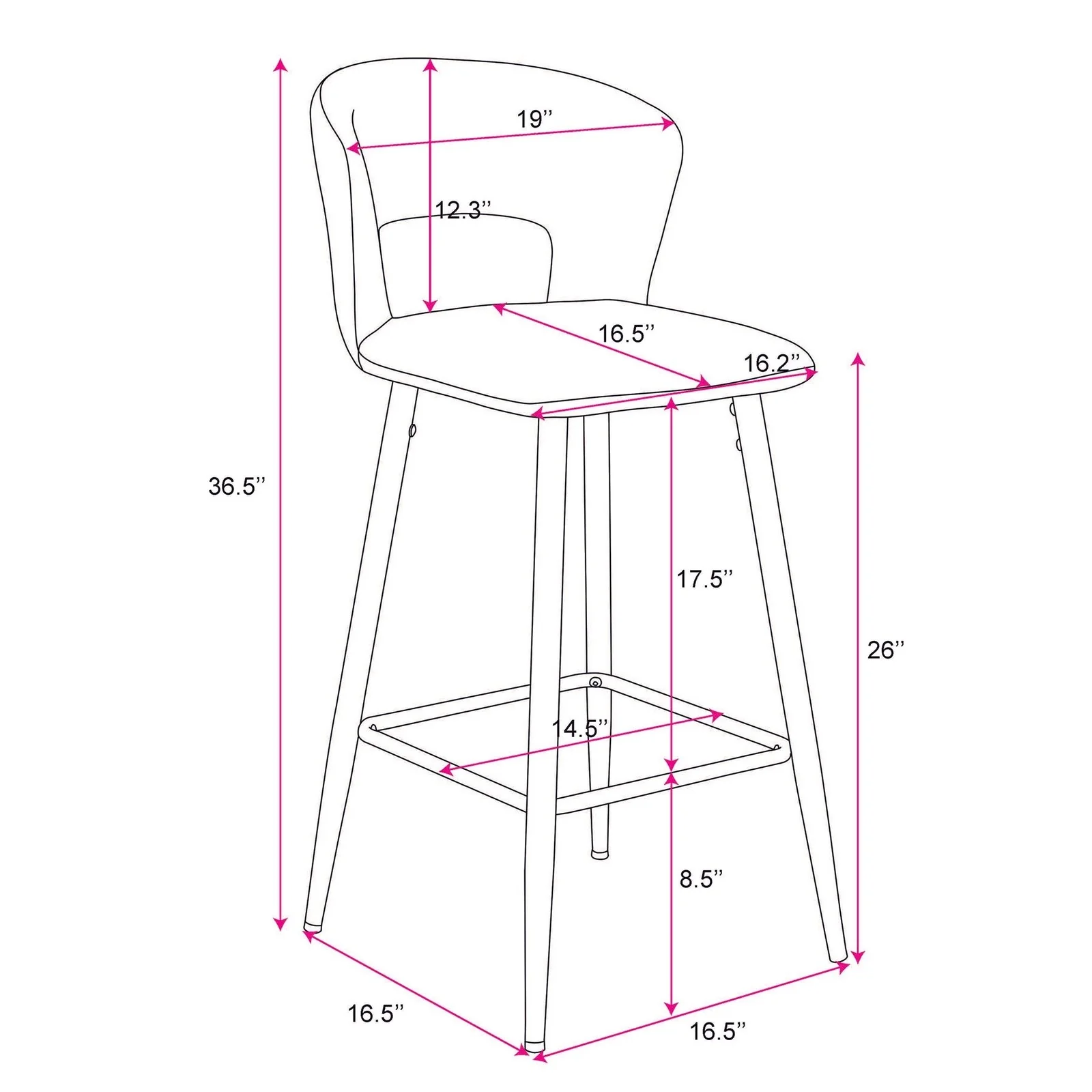Worldwide Home Furnishings Camille-26'' Counter Stool-Blue 26" Counter Stool, Set Of 2 203-532BLU - Image 8