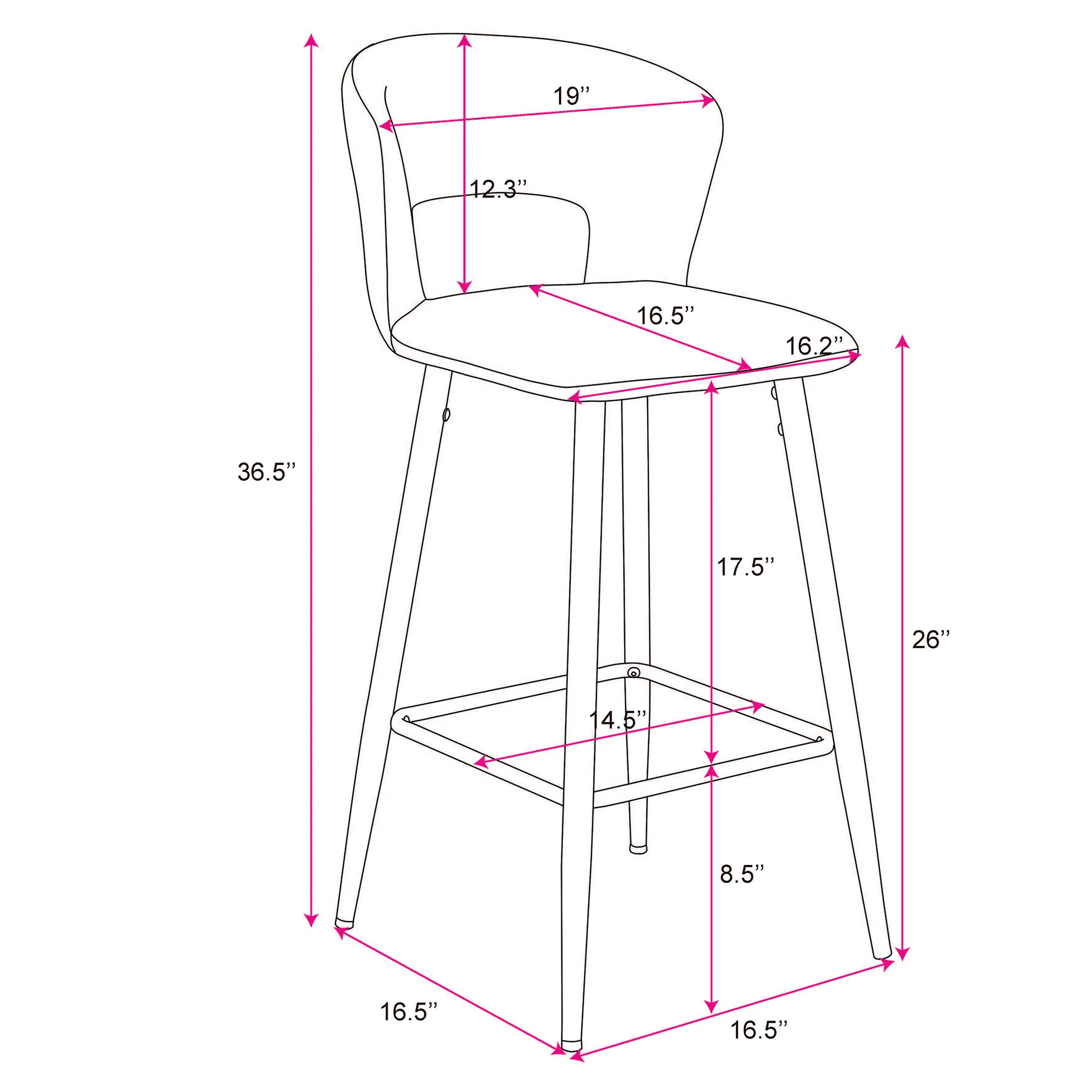 Worldwide Home Furnishings Camille-26'' Counter Stool-Light Grey 26" Counter Stool, Set Of 2 203-532LGY - Image 8