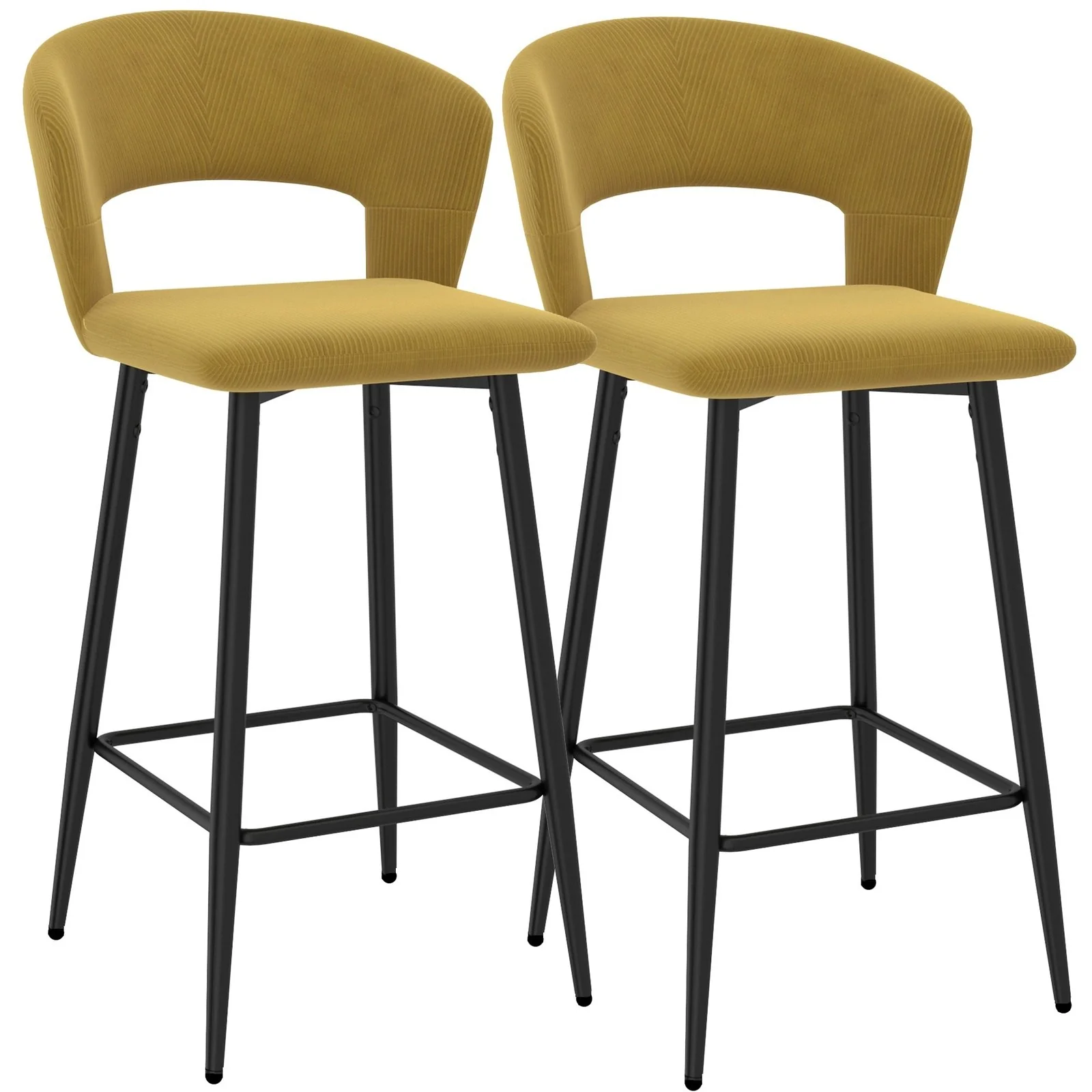 Worldwide Home Furnishings Camille-26'' Counter Stool-Mustard 26" Counter Stool, Set Of 2 203-532MUS - Image 2