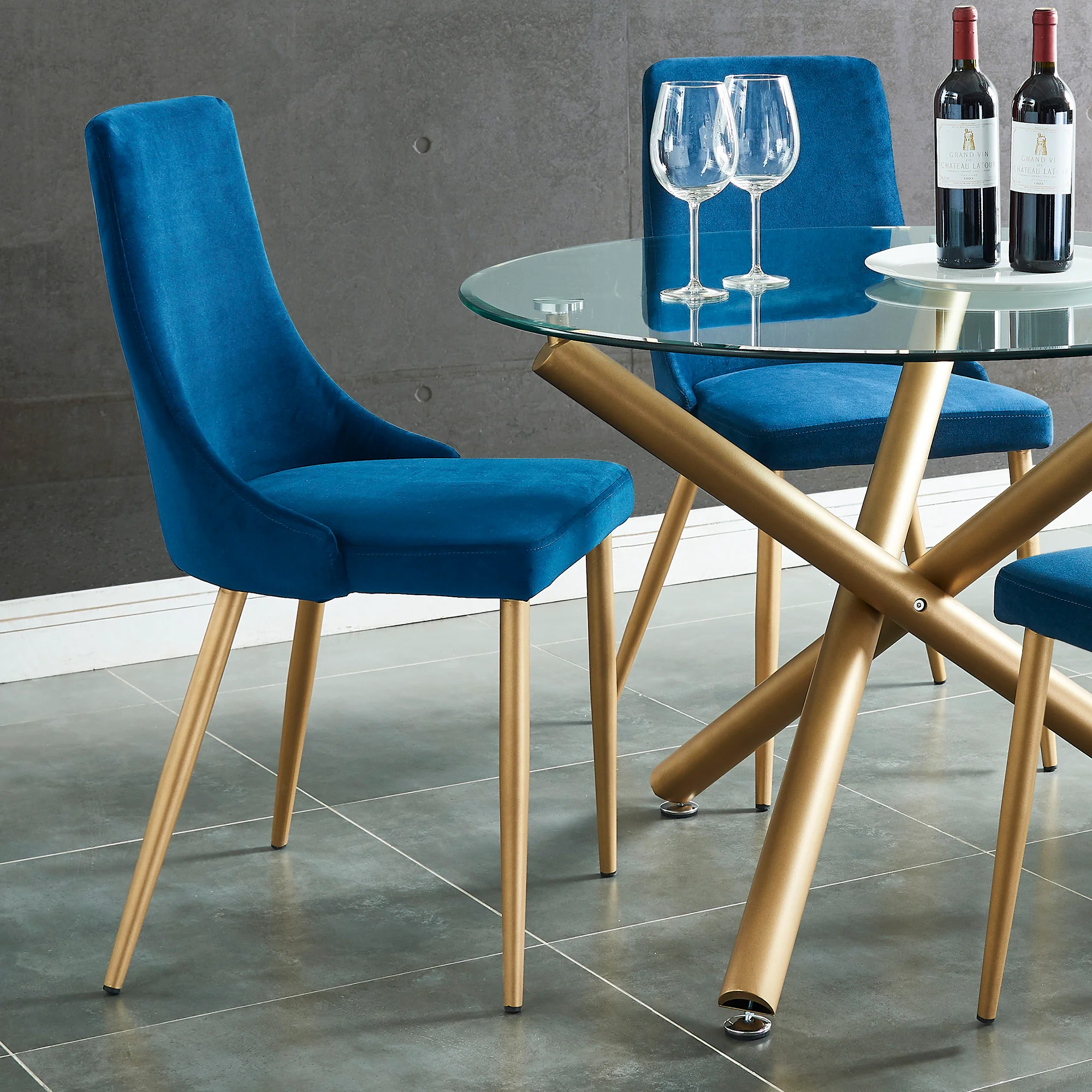 Worldwide Home Furnishings Carmilla-Side Chair-Blue Side Chair, Set Of 2 202-353BLU