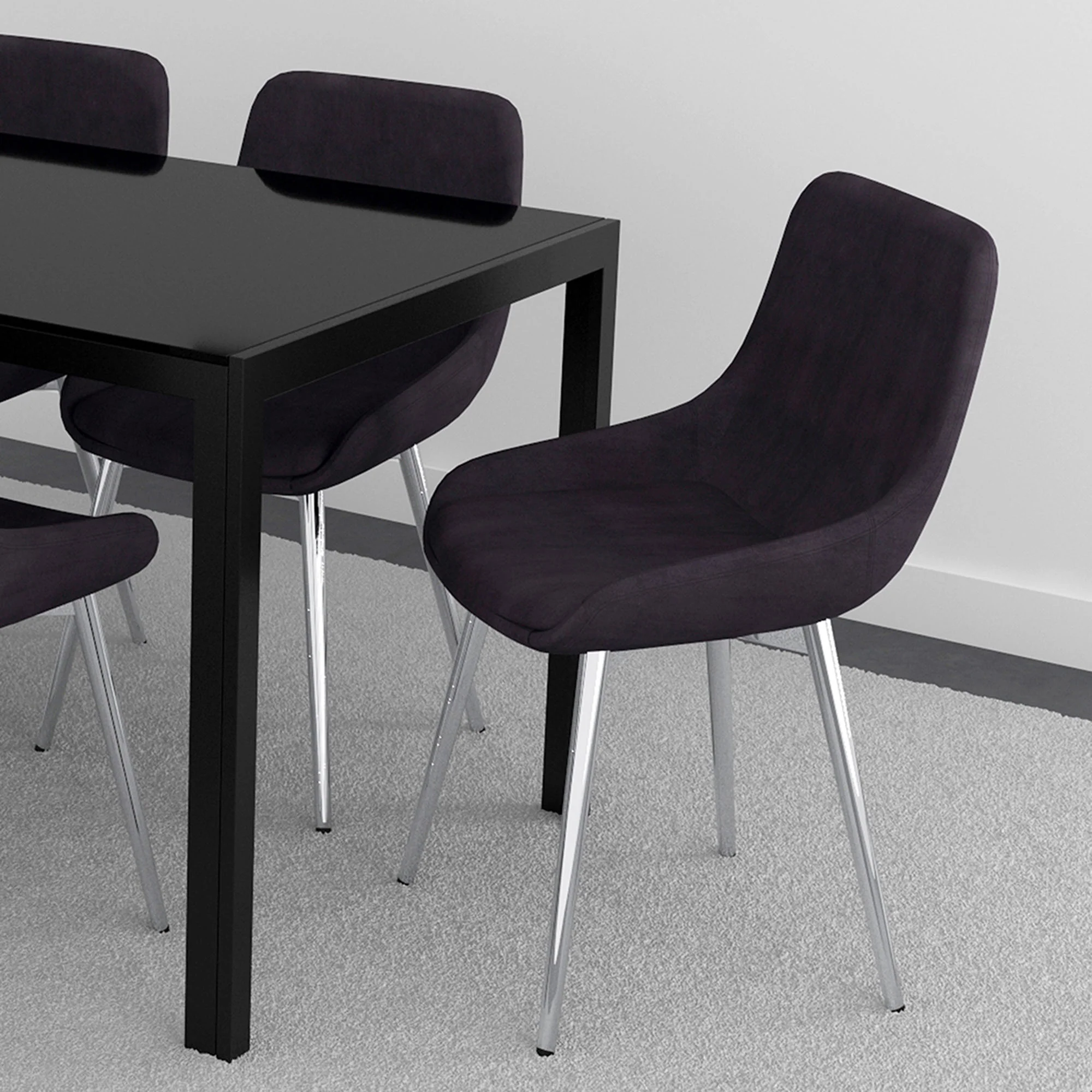Worldwide Home Furnishings Cassidy-Side Chair Velvet-Black Side Chair, Velvet, Set Of 2 202-330BK