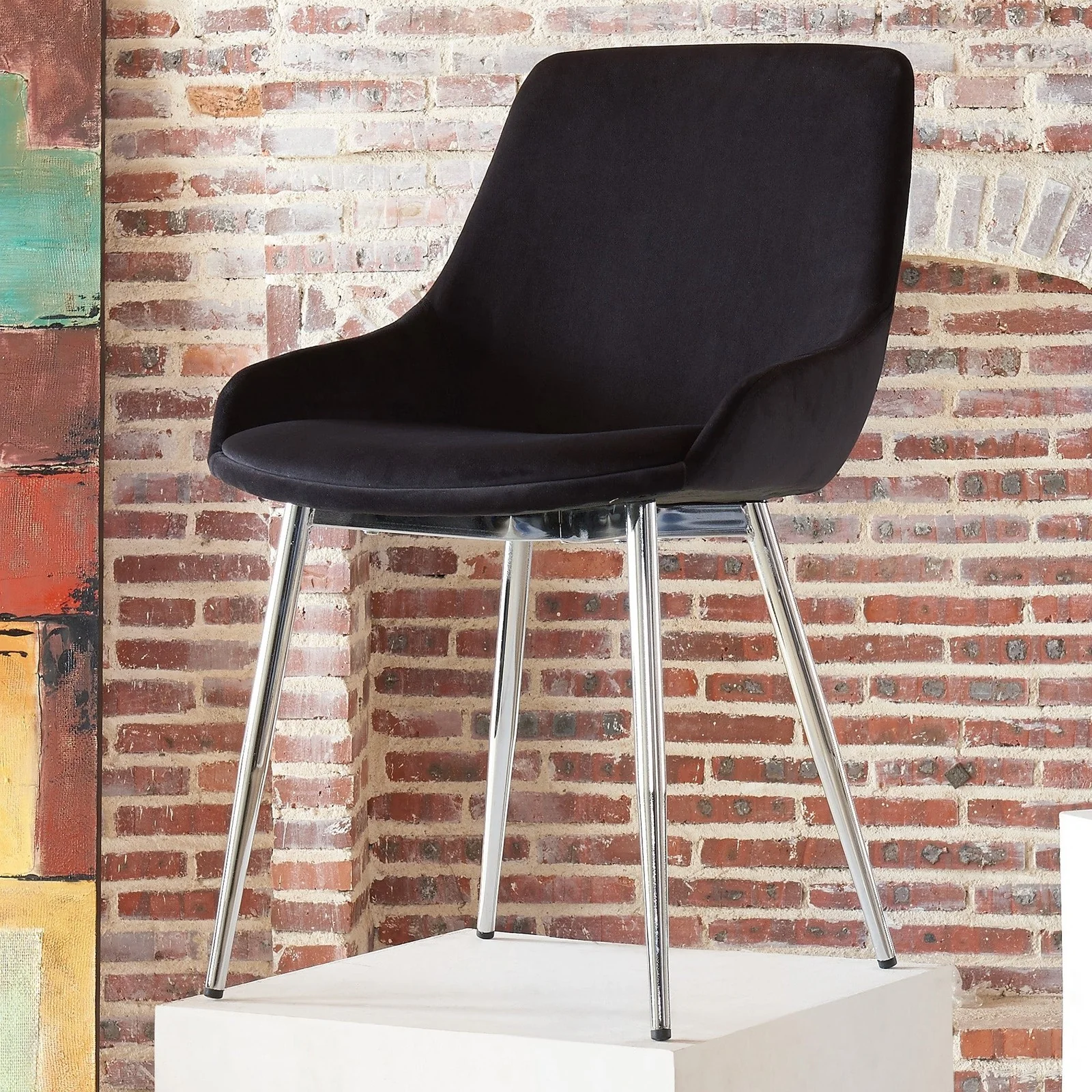 Worldwide Home Furnishings Cassidy-Side Chair Velvet-Black Side Chair, Velvet, Set Of 2 202-330BK - Image 2