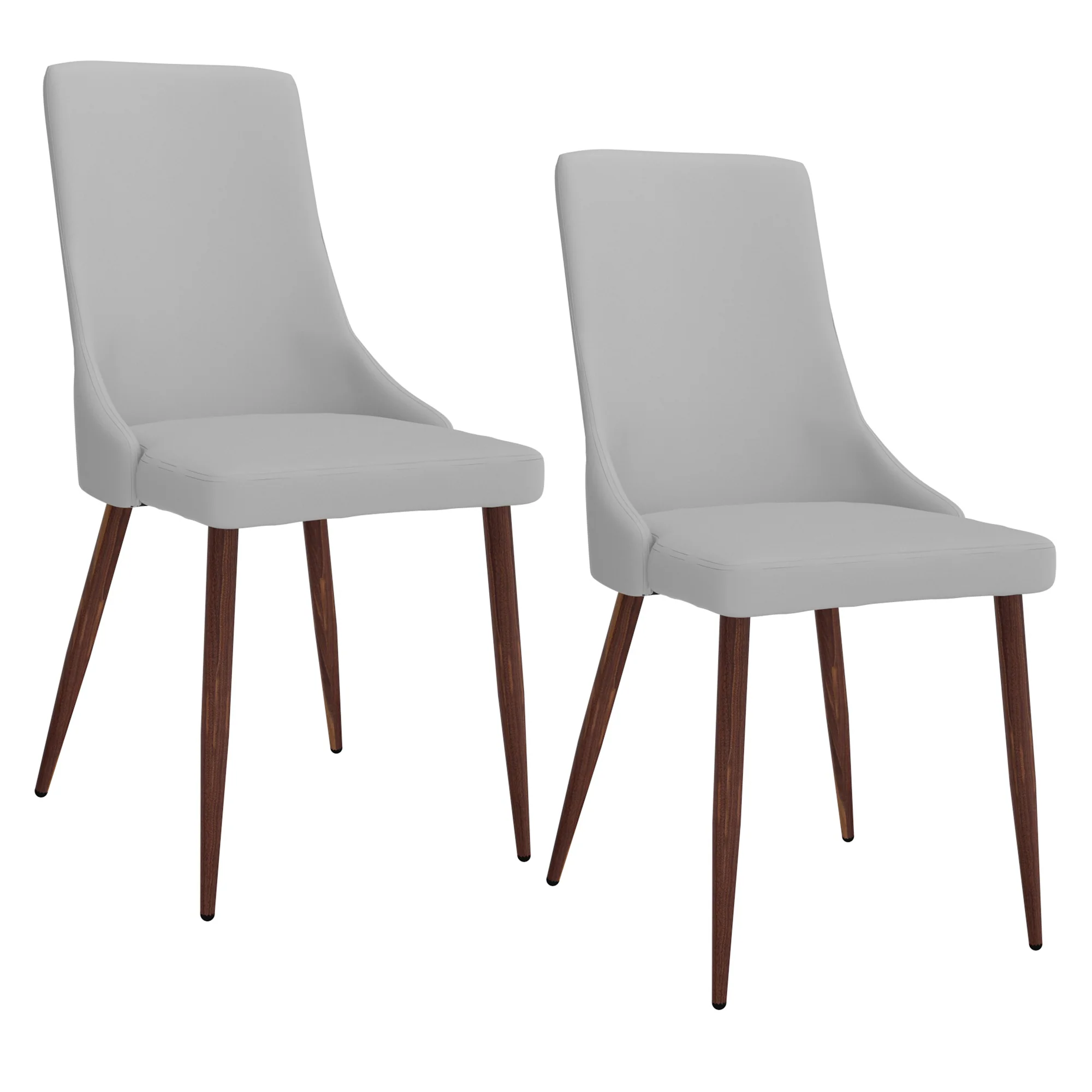 Worldwide Home Furnishings Cora-Side Chair Pu-Light Grey Side Chair, Faux Leather, Set Of 2 202-182PULG - Image 2