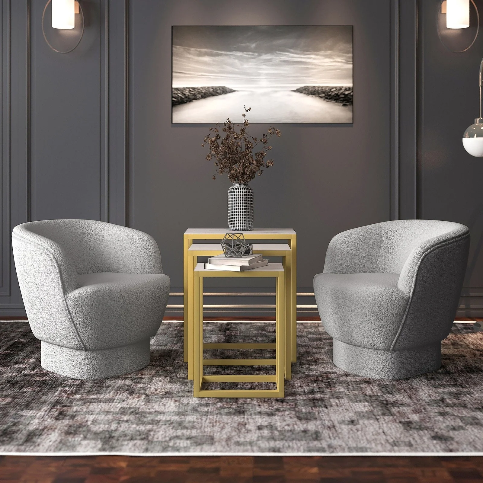Worldwide Home Furnishings Cuddle-Accent Chair-Grey Accent Chair 403-677GY