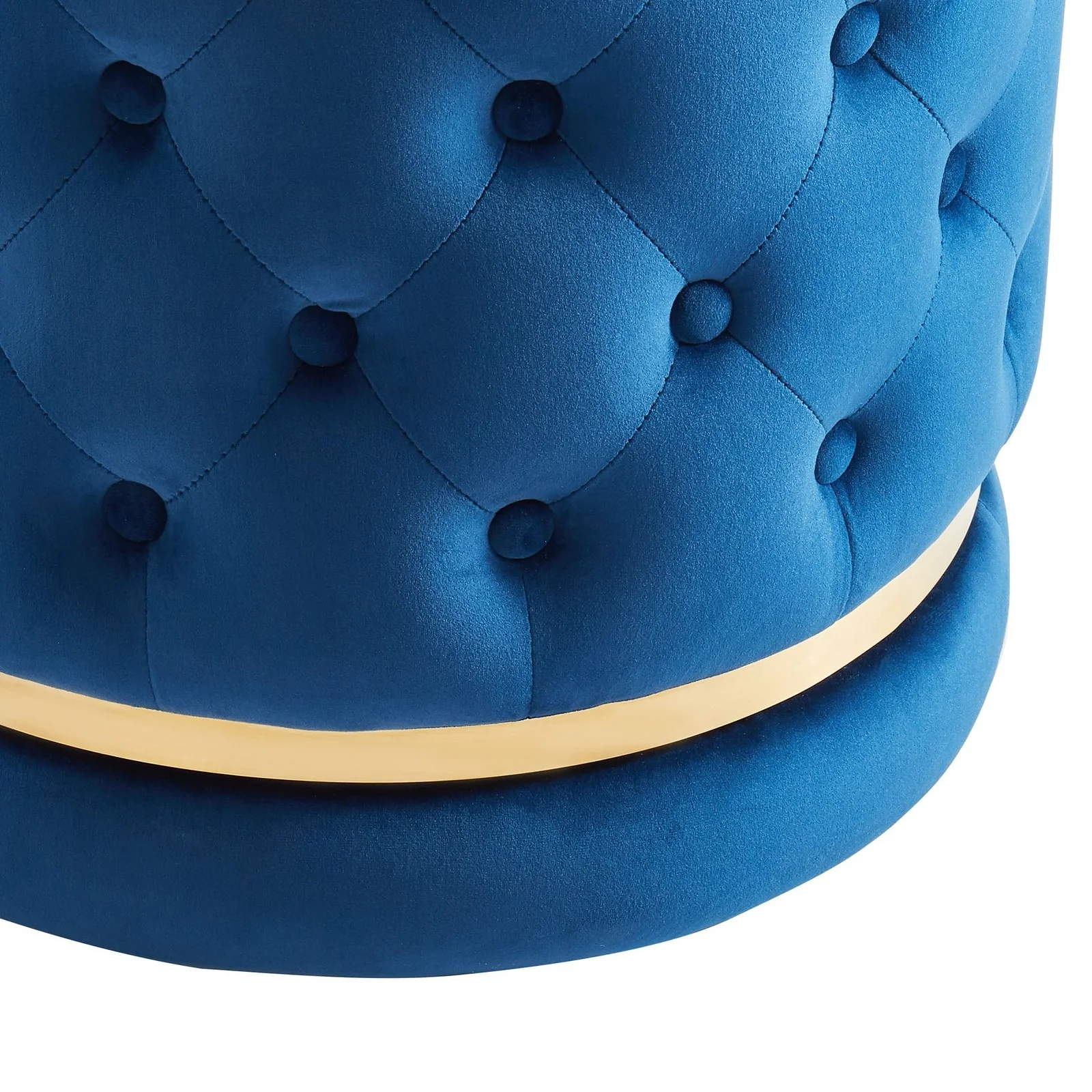 Worldwide Home Furnishings Delilah-Round Ottoman-Blue/Gold Round Ottoman 402-609BL/GL - Image 3