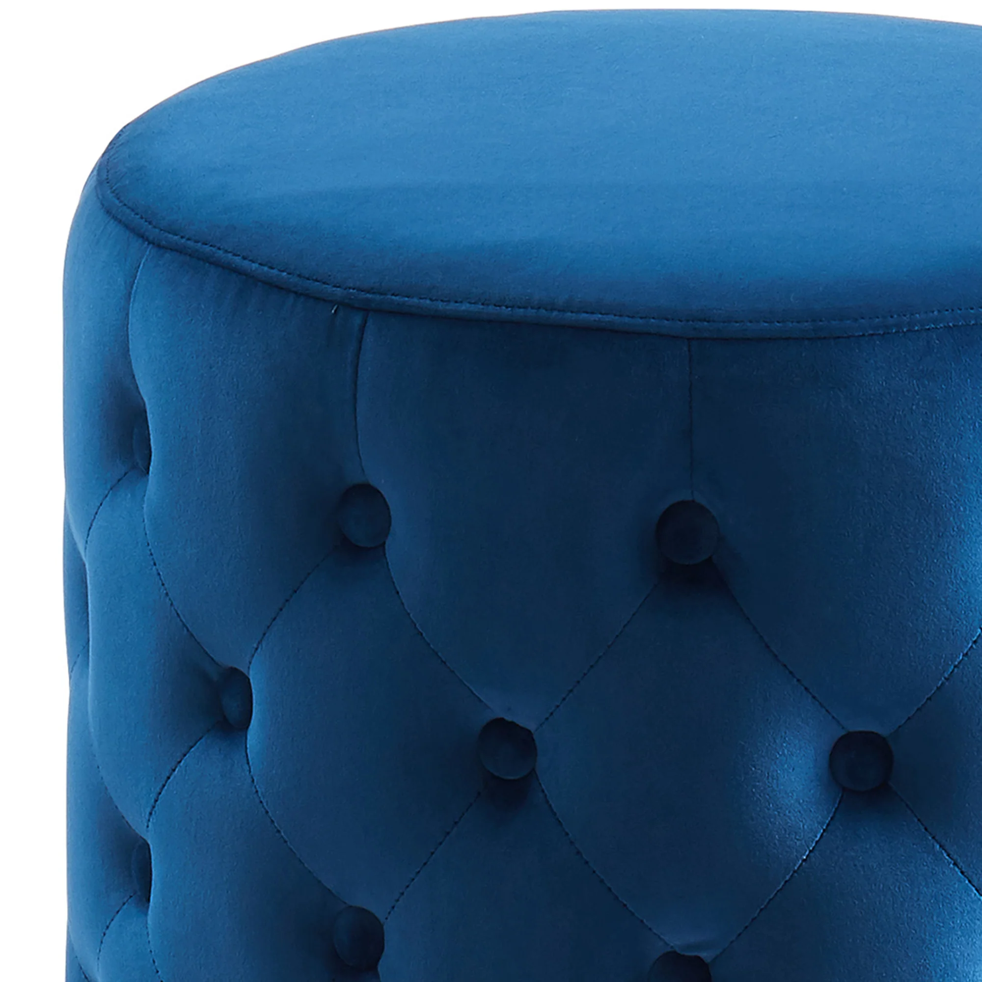 Worldwide Home Furnishings Delilah-Round Ottoman-Blue/Gold Round Ottoman 402-609BL/GL - Image 4