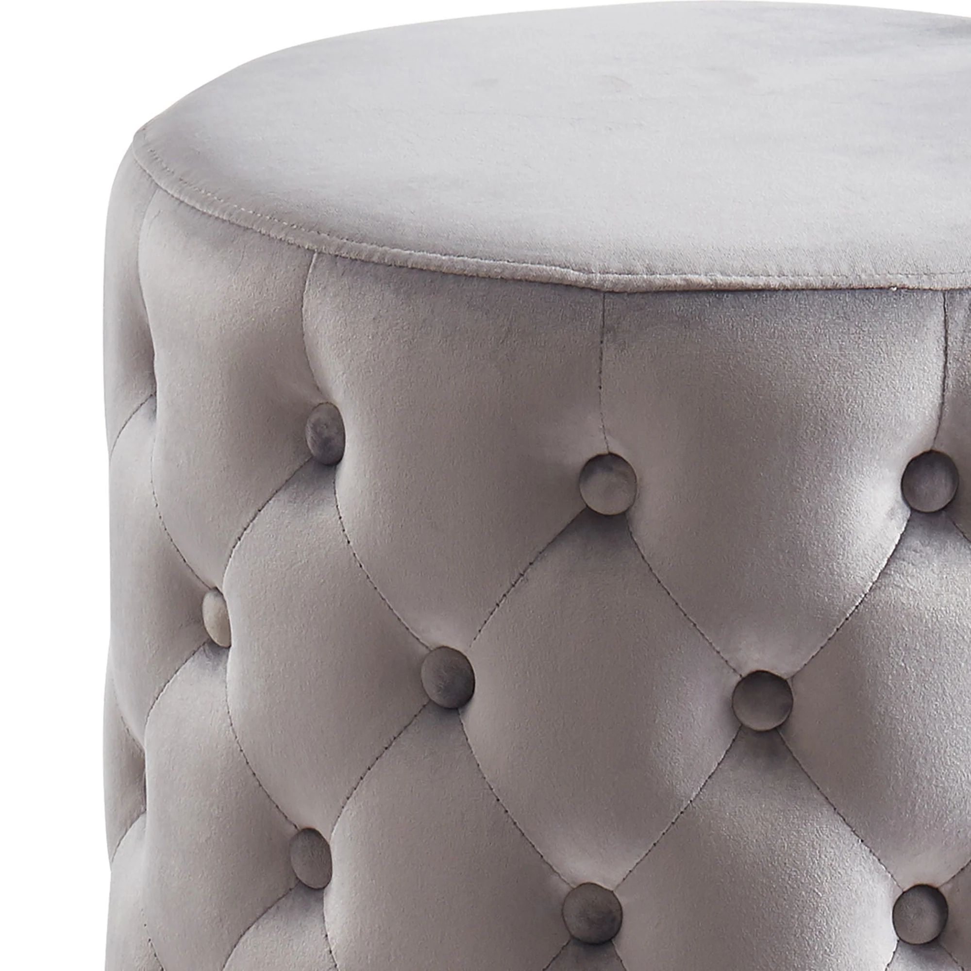 Worldwide Home Furnishings Delilah-Round Ottoman-Grey/Gold Round Ottoman 402-609GY/GL - Image 4