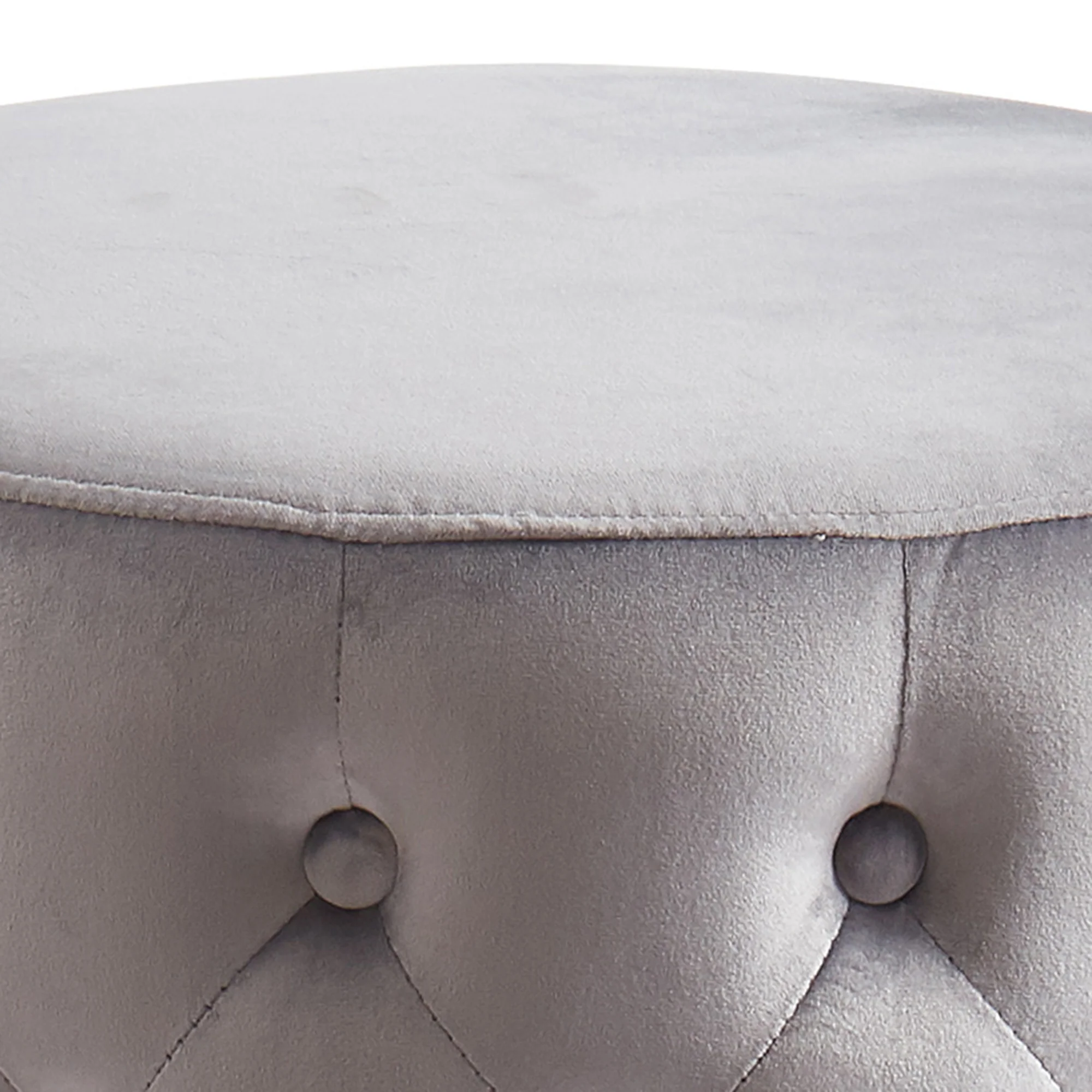 Worldwide Home Furnishings Delilah-Round Ottoman-Grey/Gold Round Ottoman 402-609GY/GL - Image 7