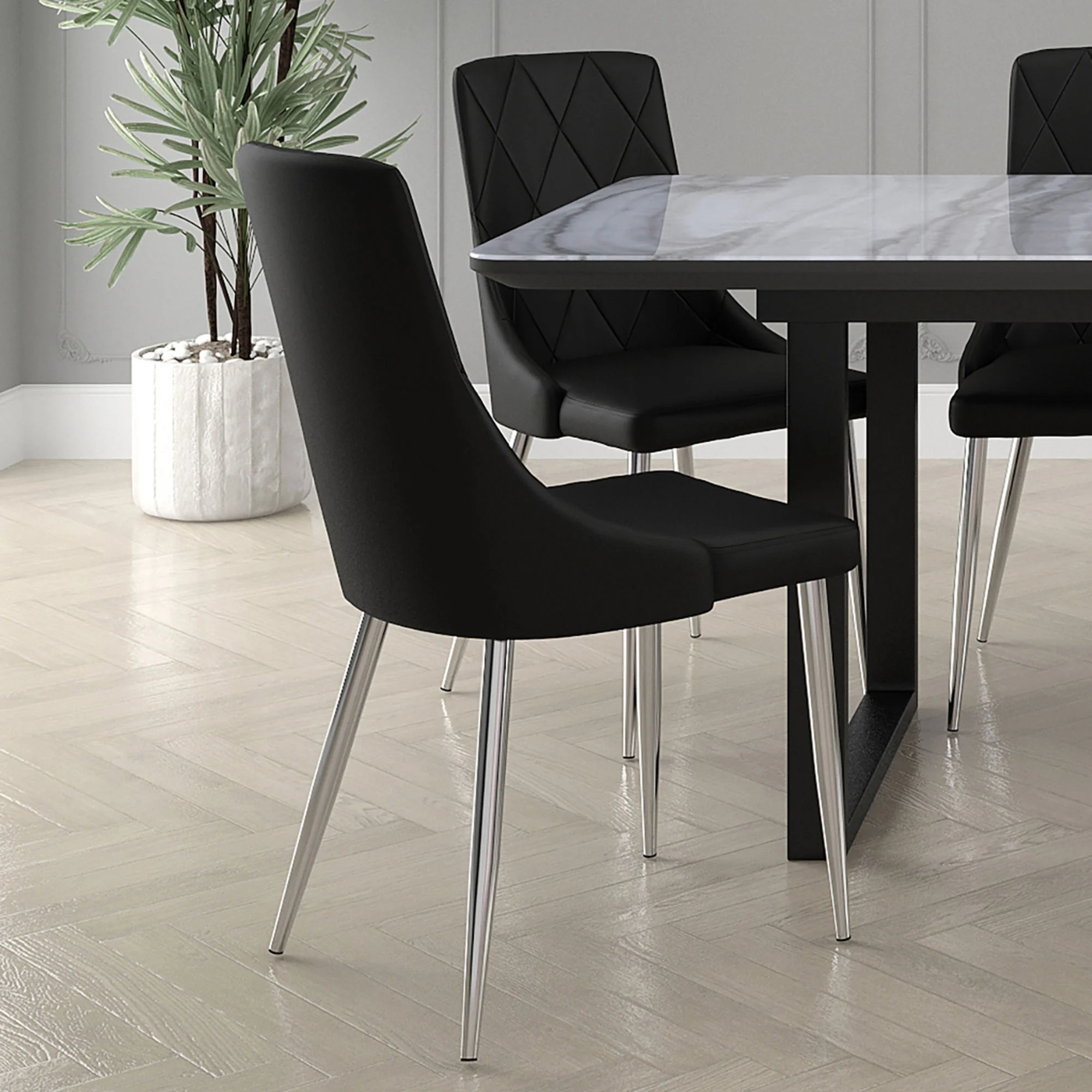 Worldwide Home Furnishings Devo-Side Chair-Black Side Chair, Set Of 2 202-087BK
