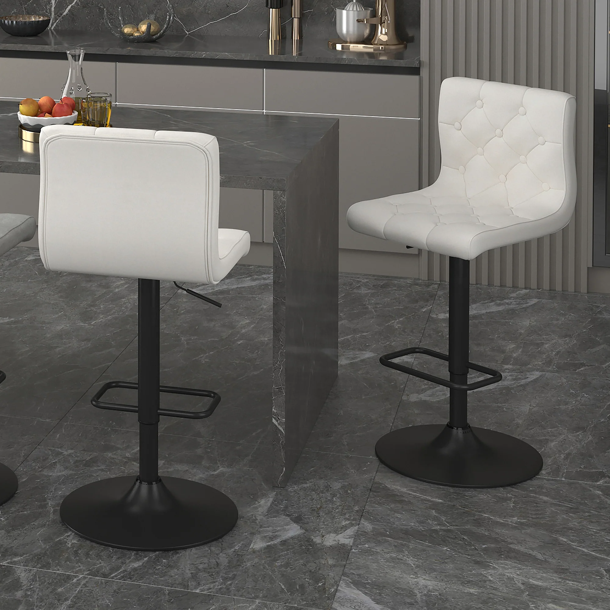 Worldwide Home Furnishings Dex Ii-Air Lift Stool Fabric-Beige Adjustable Air-Lift Stool, Set Of 2 203-153BG