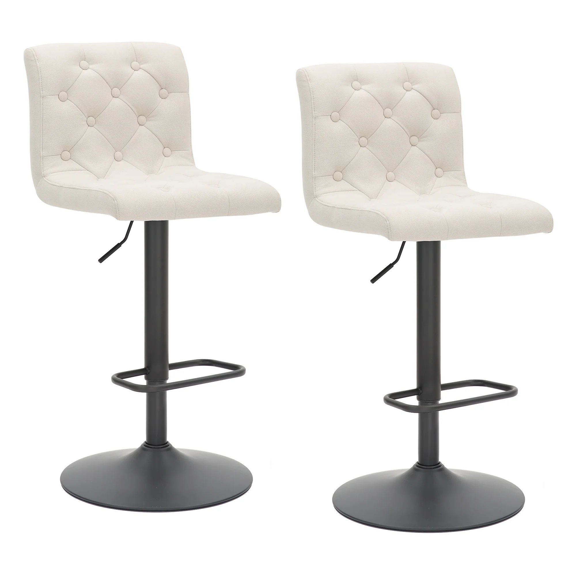 Worldwide Home Furnishings Dex Ii-Air Lift Stool Fabric-Beige Adjustable Air-Lift Stool, Set Of 2 203-153BG - Image 2