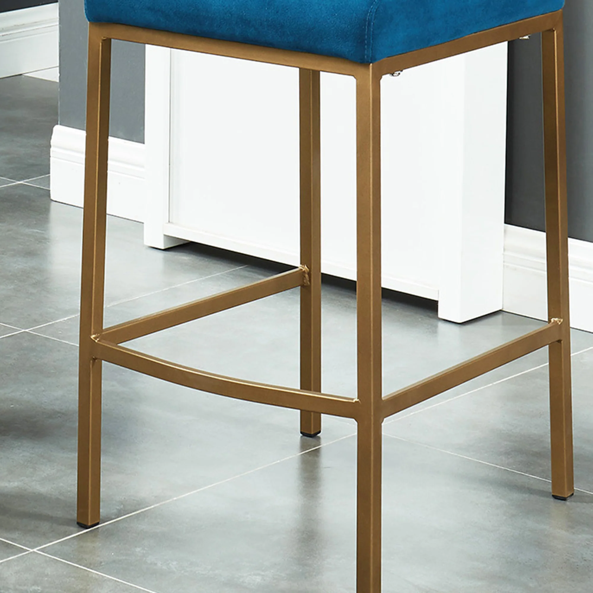 Worldwide Home Furnishings Diego-26" Counter Stool-Blue/Aged Gold 26" Counter Stool, Set Of 2 203-101BLU/GL - Image 6