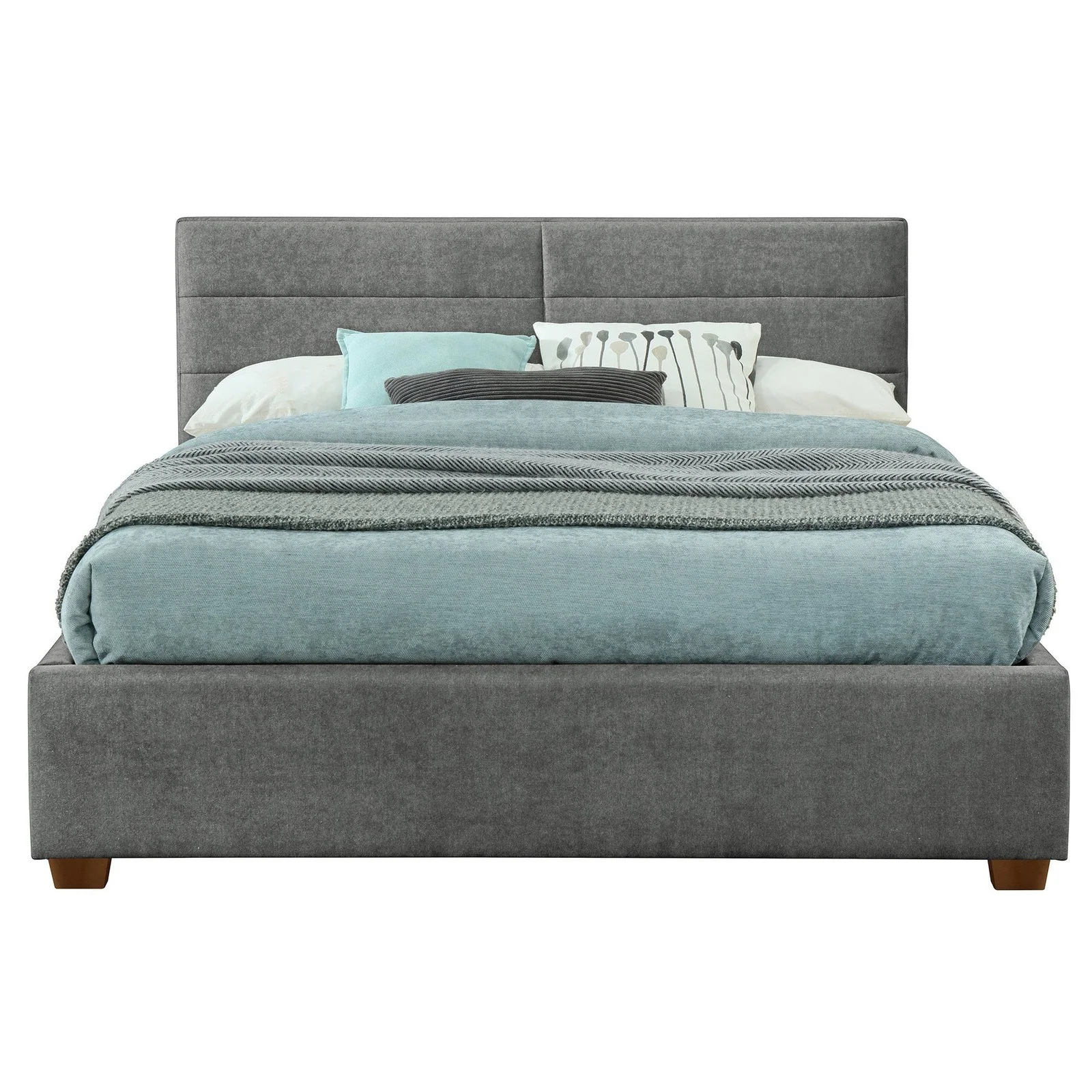 Worldwide Home Furnishings Emilio-60'' Platform Bed-Light Grey 60" Queen Platform Bed W/Drawer 101-633Q-LG - Image 2