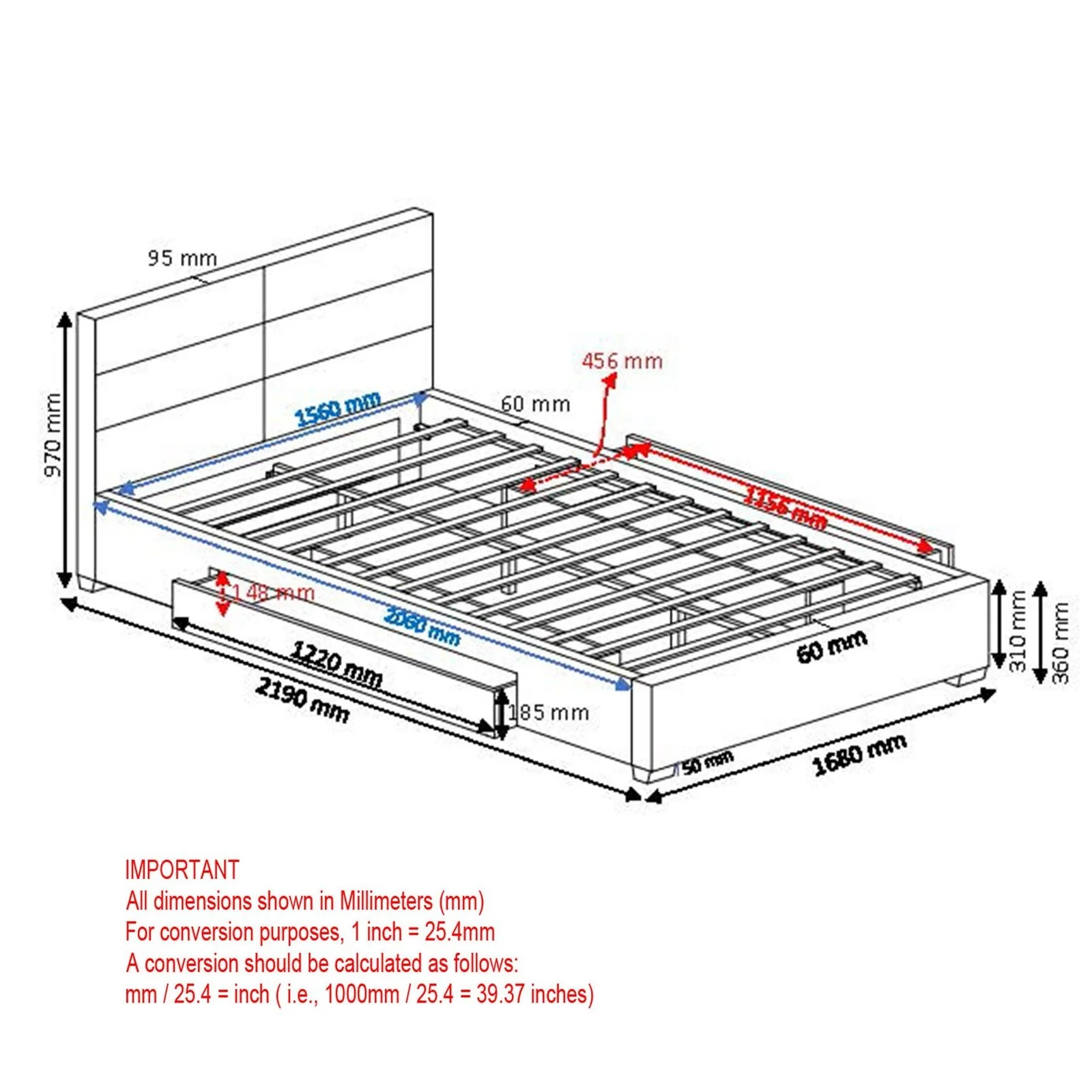 Worldwide Home Furnishings Emilio-60'' Platform Bed-Light Grey 60" Queen Platform Bed W/Drawer 101-633Q-LG - Image 8