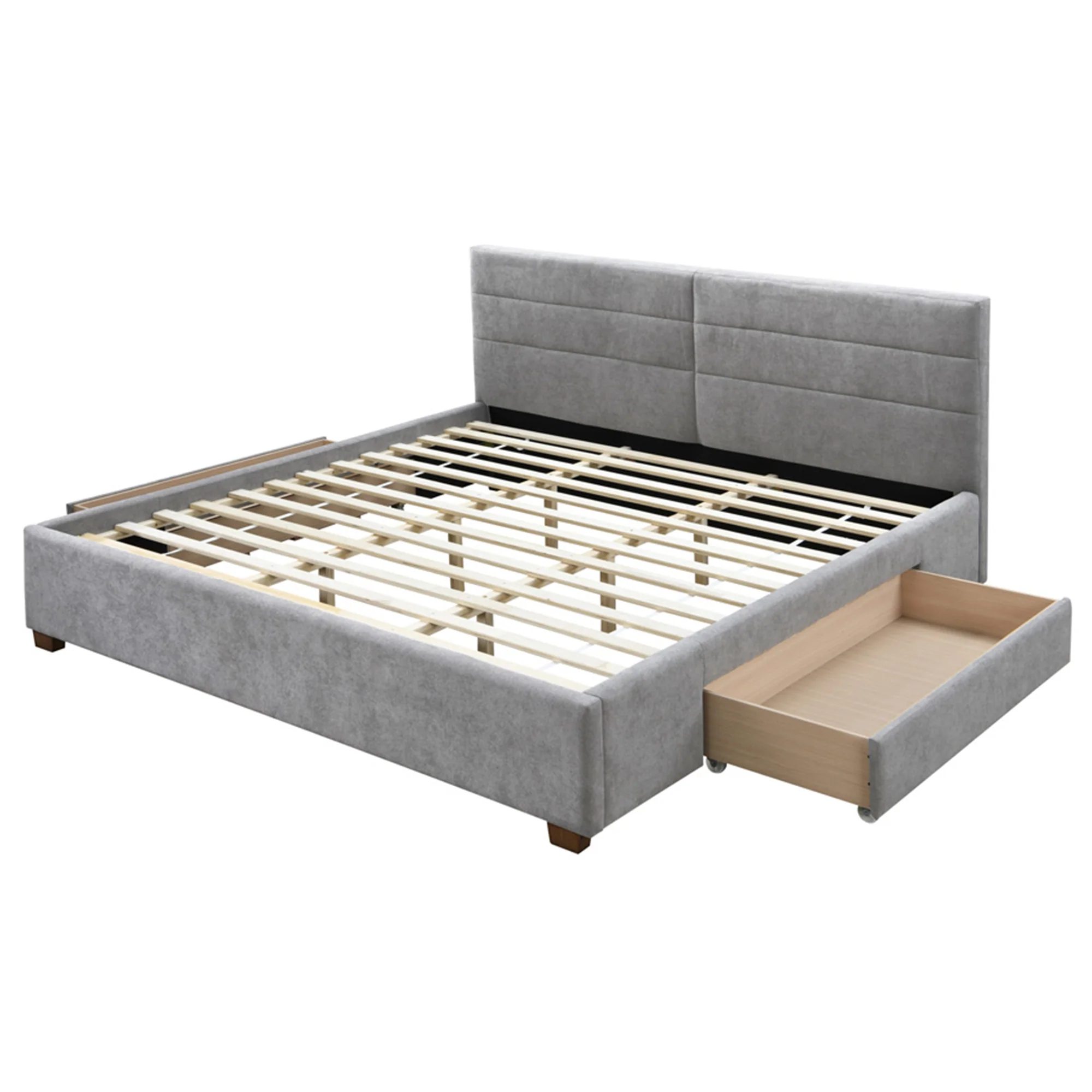 Worldwide Home Furnishings Emilio-78'' Bed-Light Grey 78" King Platform Bed W/Drawers 101-633K-LG - Image 4