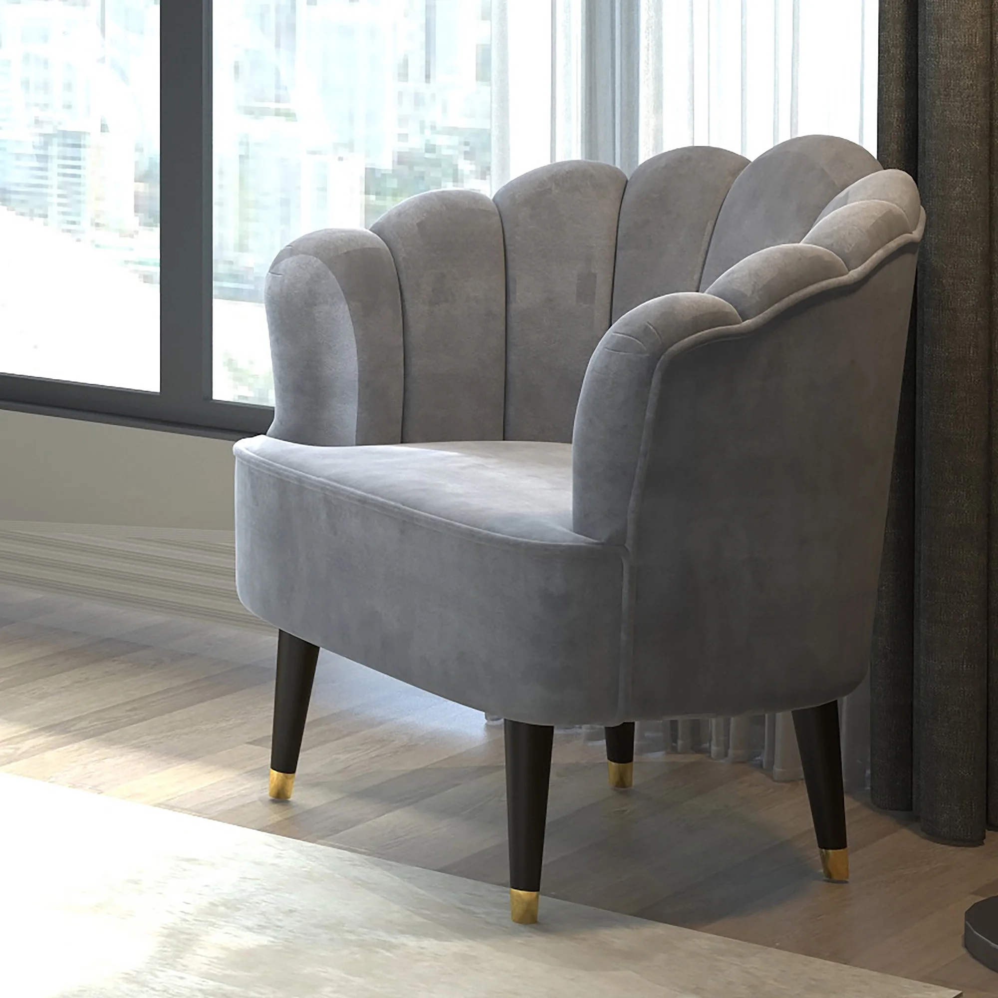 Worldwide Home Furnishings Ezra-Accent Chair-Grey Accent Chair 403-586GY