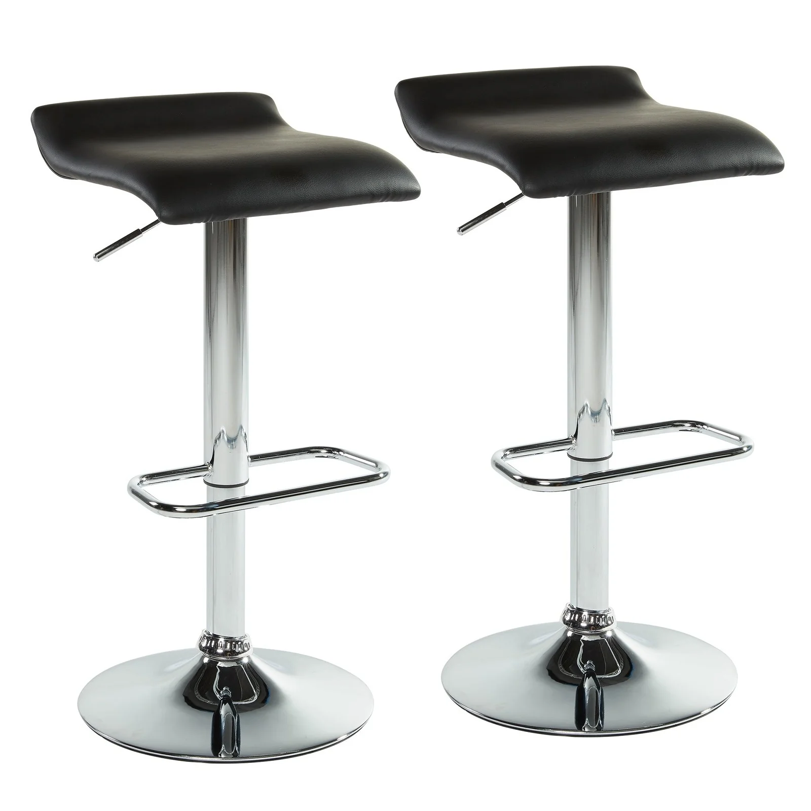 Worldwide Home Furnishings Fabia Ii-Air Lift Stool-Black Pu Air-Lift Stool, Faux Leather, Set Of 2 203-181BK - Image 2