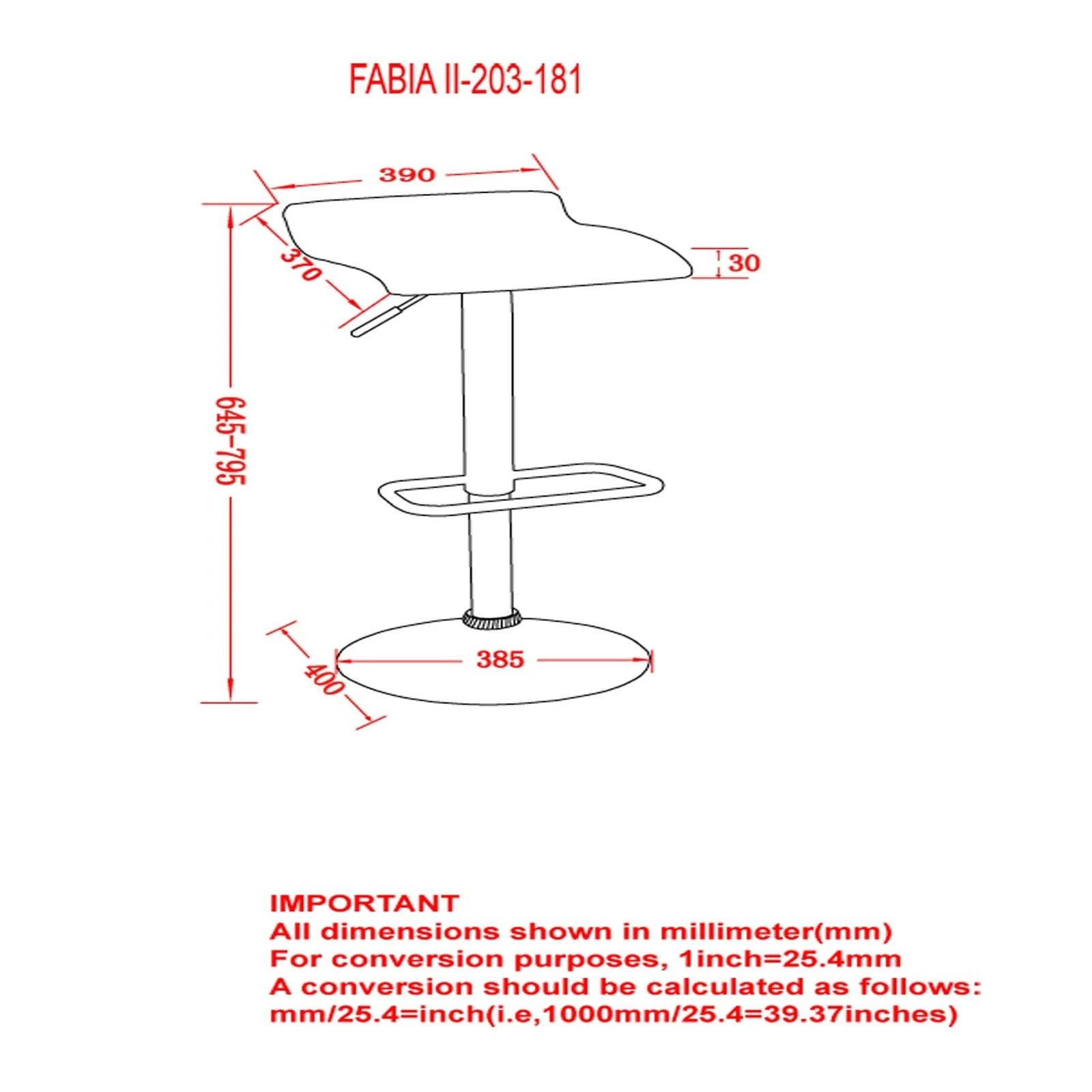 Worldwide Home Furnishings Fabia Ii-Air Lift Stool-Black Pu Air-Lift Stool, Faux Leather, Set Of 2 203-181BK - Image 8