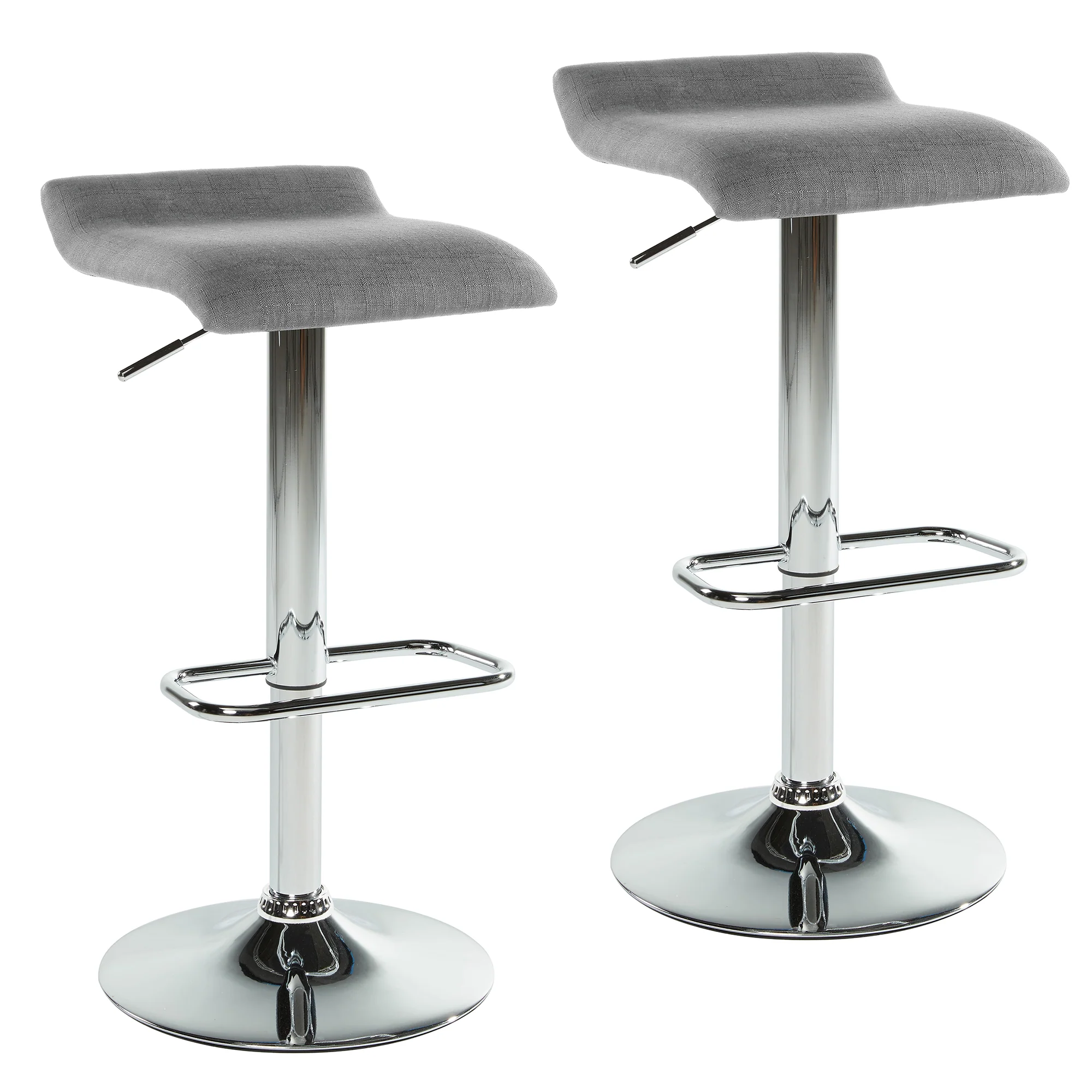 Worldwide Home Furnishings Fabia Ii-Air Lift Stool-Grey Fabric Air-Lift Stool, Fabric, Set Of 2 203-181GY - Image 2