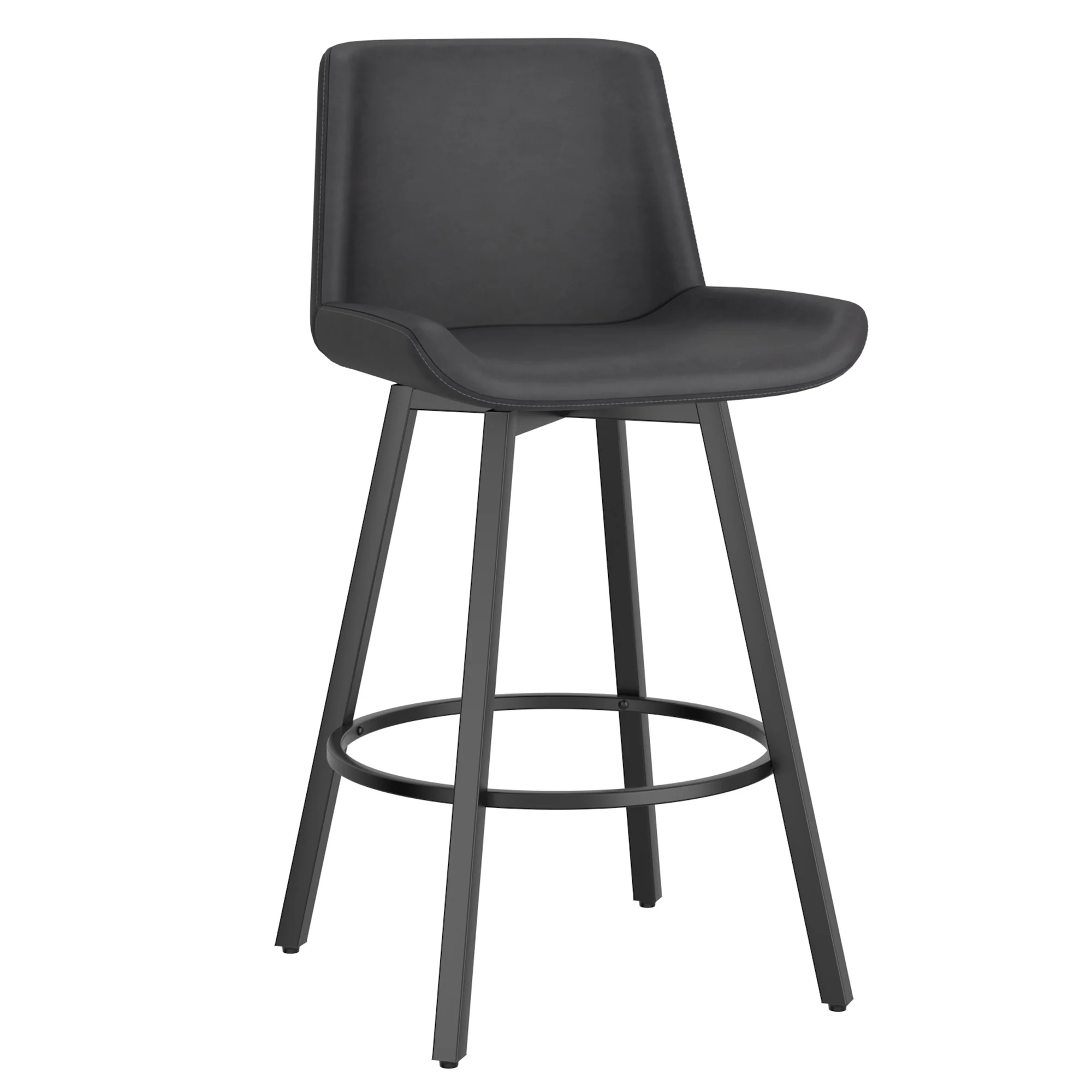 Worldwide Home Furnishings Fern-26'' Counter Stool Pu-Charcoal 26" Counter Stool W/Swivel, Set Of 2 203-666PUCH - Image 3