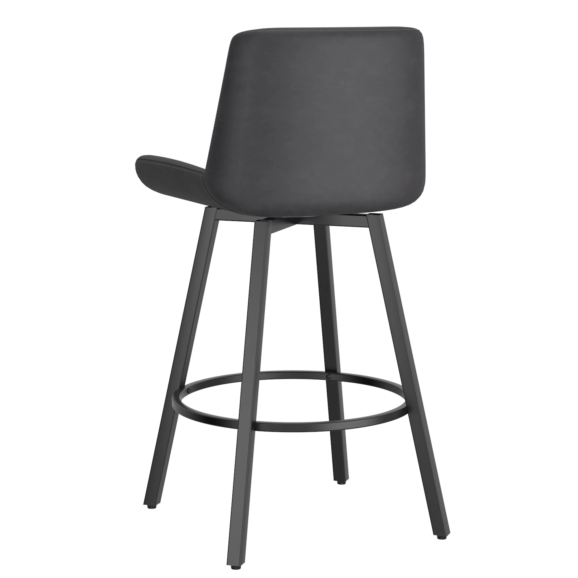 Worldwide Home Furnishings Fern-26'' Counter Stool Pu-Charcoal 26" Counter Stool W/Swivel, Set Of 2 203-666PUCH - Image 4