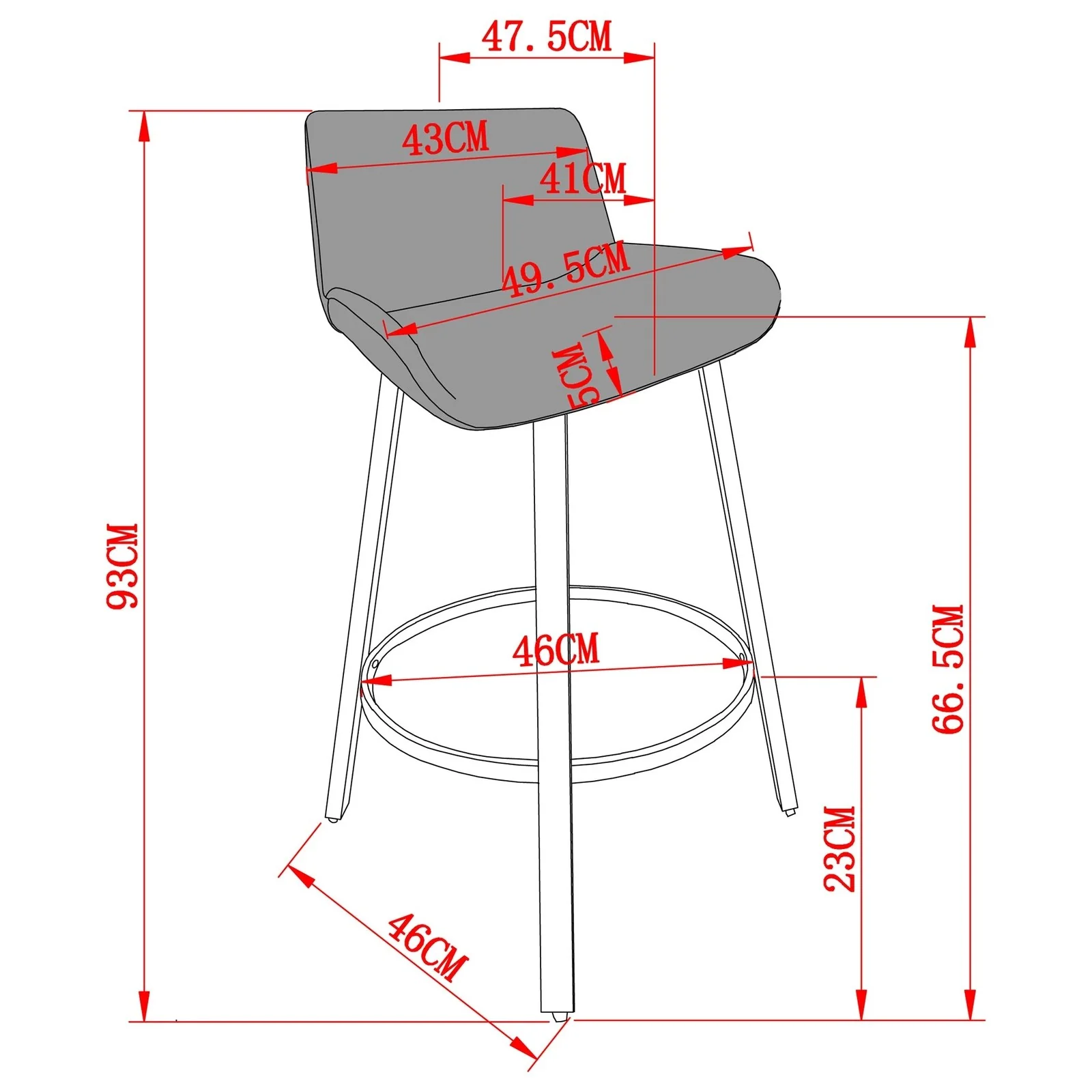 Worldwide Home Furnishings Fern-26'' Counter Stool Pu-Charcoal 26" Counter Stool W/Swivel, Set Of 2 203-666PUCH - Image 8