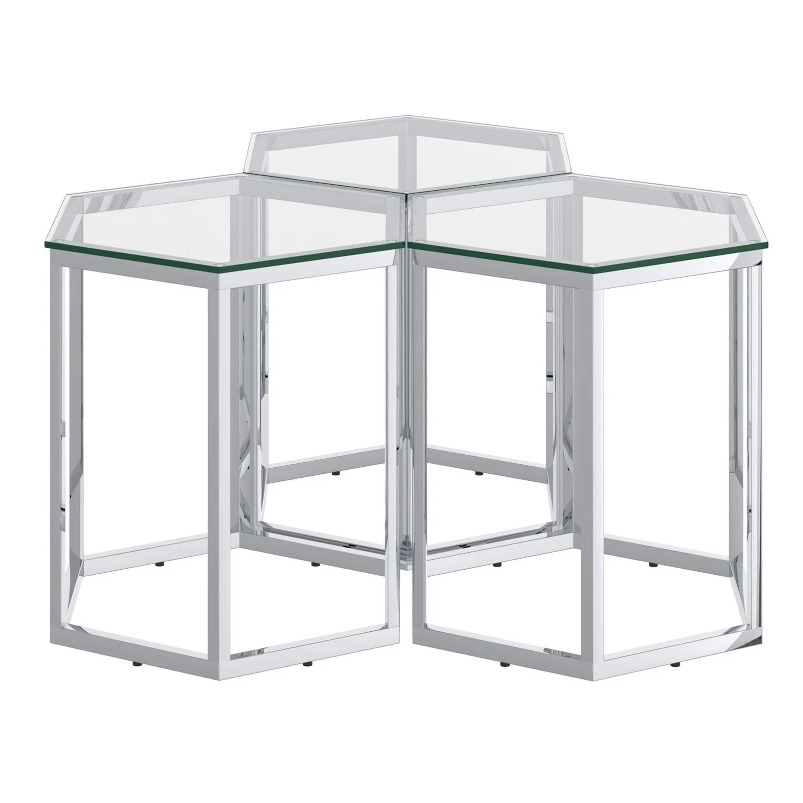 Worldwide Home Furnishings Fleur-3pc Accent Table-Silver 3pc Accent Table Set 501-635CH-3 - Image 2