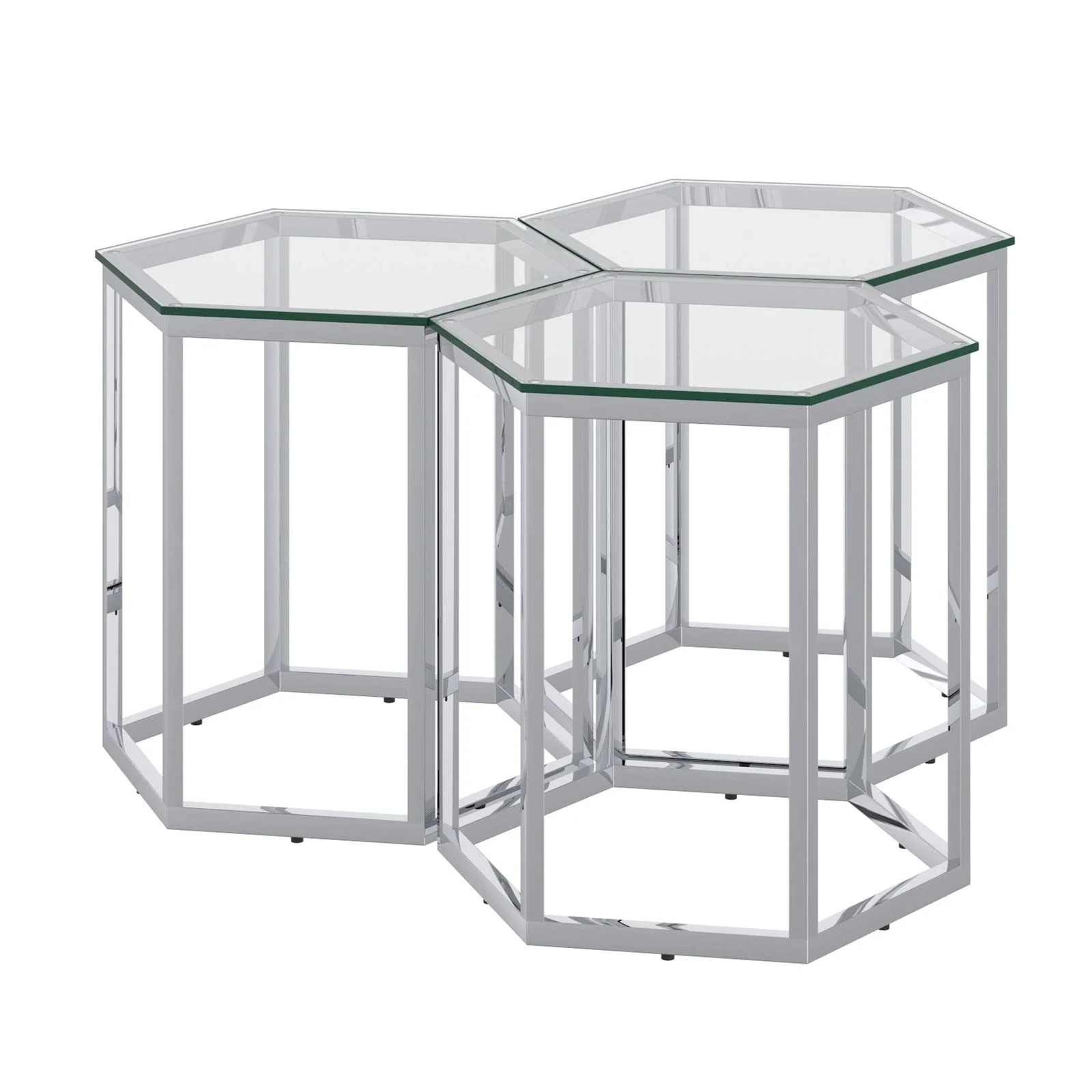 Worldwide Home Furnishings Fleur-3pc Accent Table-Silver 3pc Accent Table Set 501-635CH-3 - Image 6