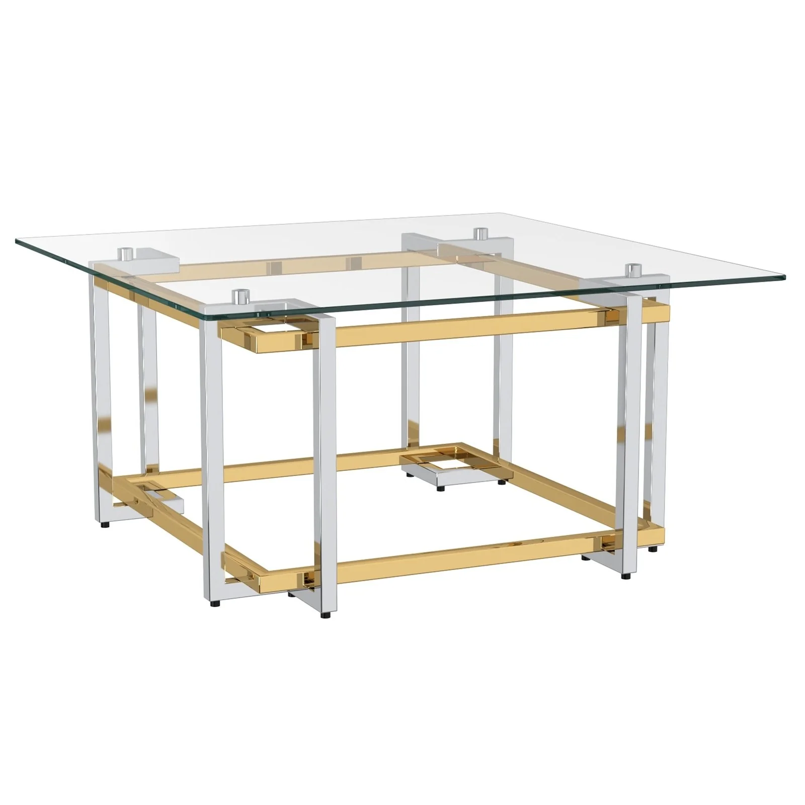 Worldwide Home Furnishings Florina-Sq Coffee Table-Silver/Gold Square Coffee Table 301-561SQU - Image 2