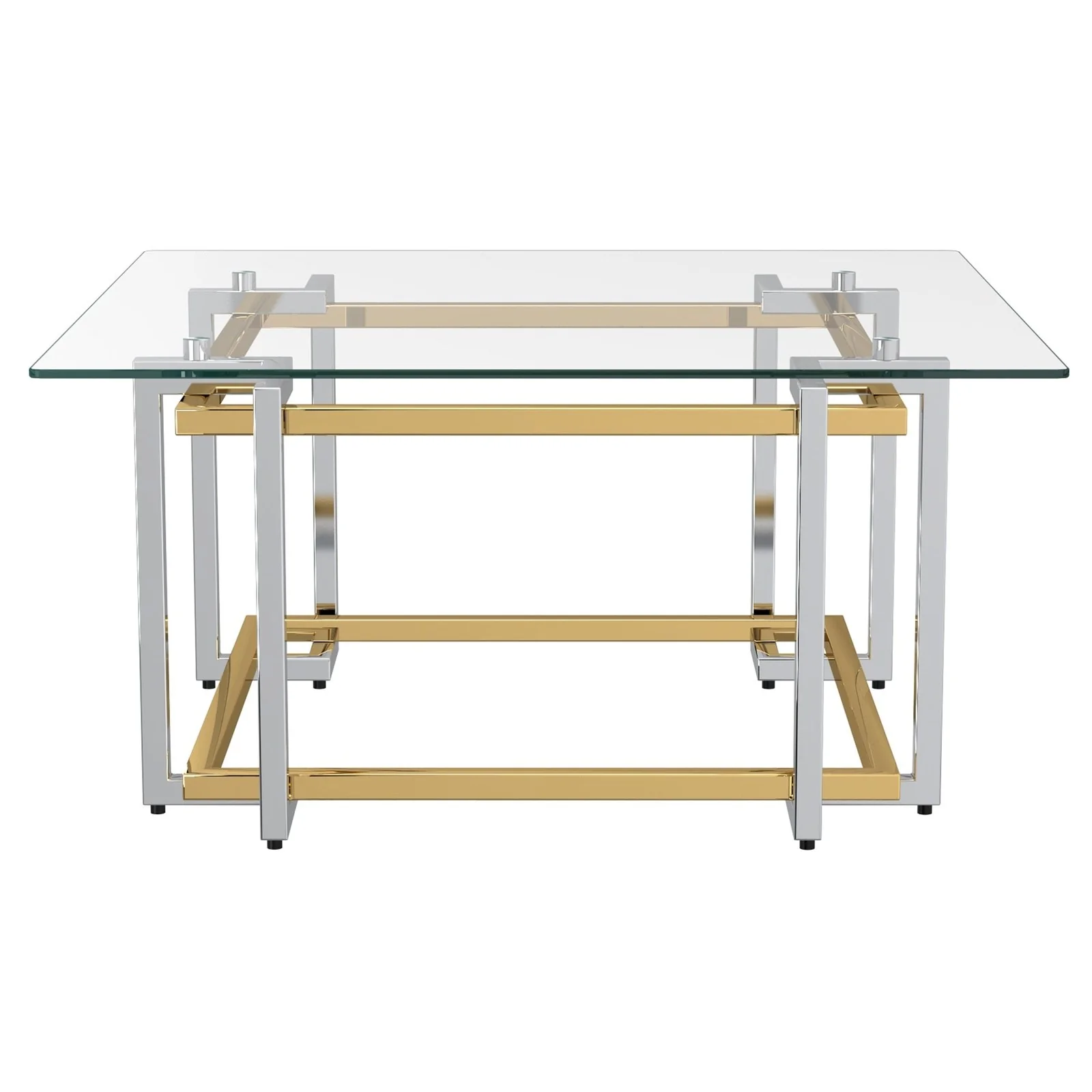 Worldwide Home Furnishings Florina-Sq Coffee Table-Silver/Gold Square Coffee Table 301-561SQU - Image 3