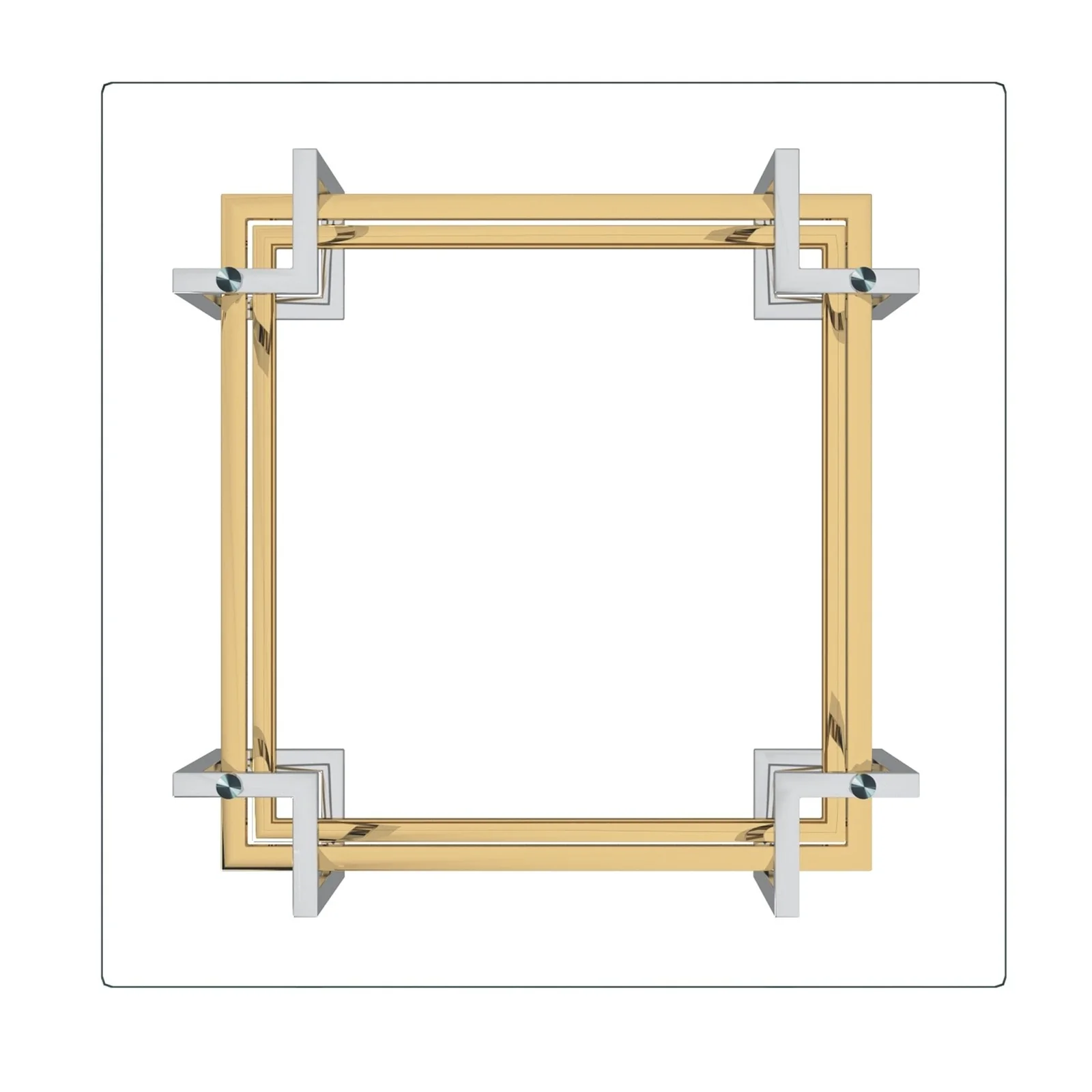 Worldwide Home Furnishings Florina-Sq Coffee Table-Silver/Gold Square Coffee Table 301-561SQU - Image 4
