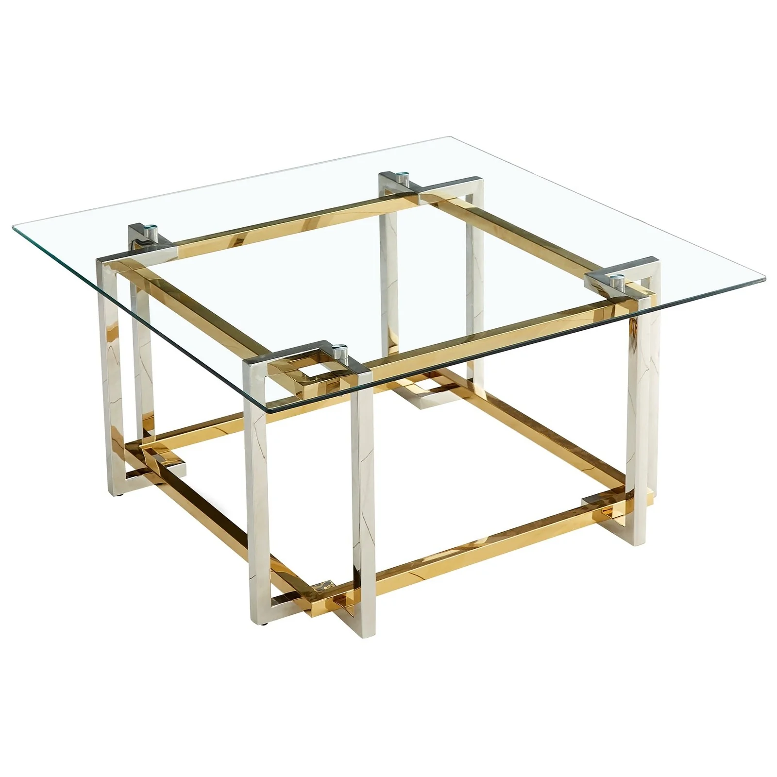 Worldwide Home Furnishings Florina-Sq Coffee Table-Silver/Gold Square Coffee Table 301-561SQU - Image 5
