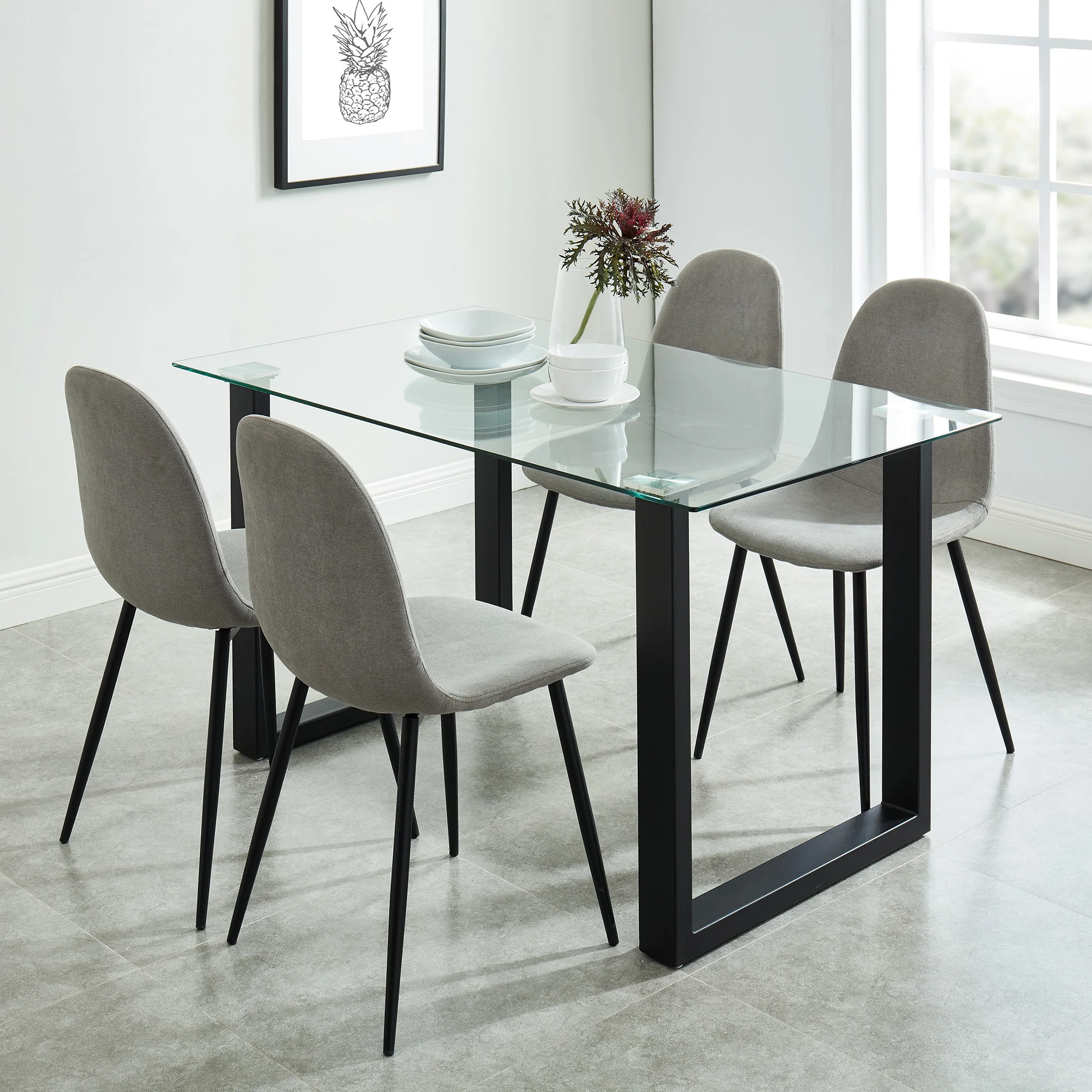 Worldwide Home Furnishings Franco Bk_Olly Gy-5pc Dining Set 5pc Dining Set 207-454BK/606GY