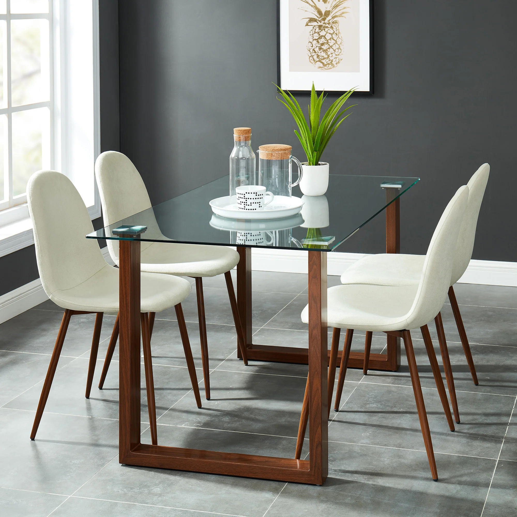 Worldwide Home Furnishings Franco Wal_Lyna Bg-5pc Dining Set 5pc Dining Set 207-454WA/250BG