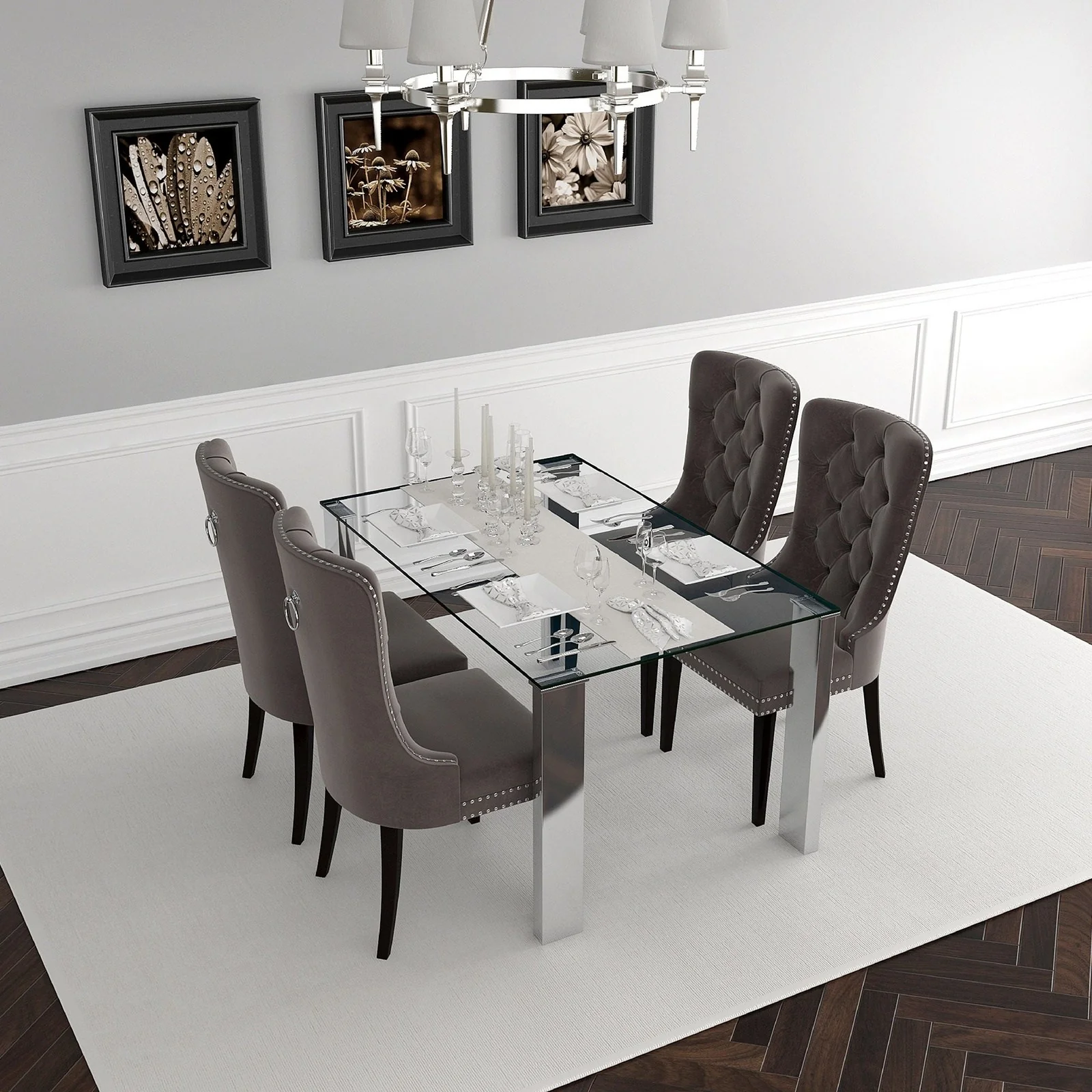 Worldwide Home Furnishings Frankfurt_Rizzo Gy-5pc Dining Set 5pc Dining Set 207-165/080GY