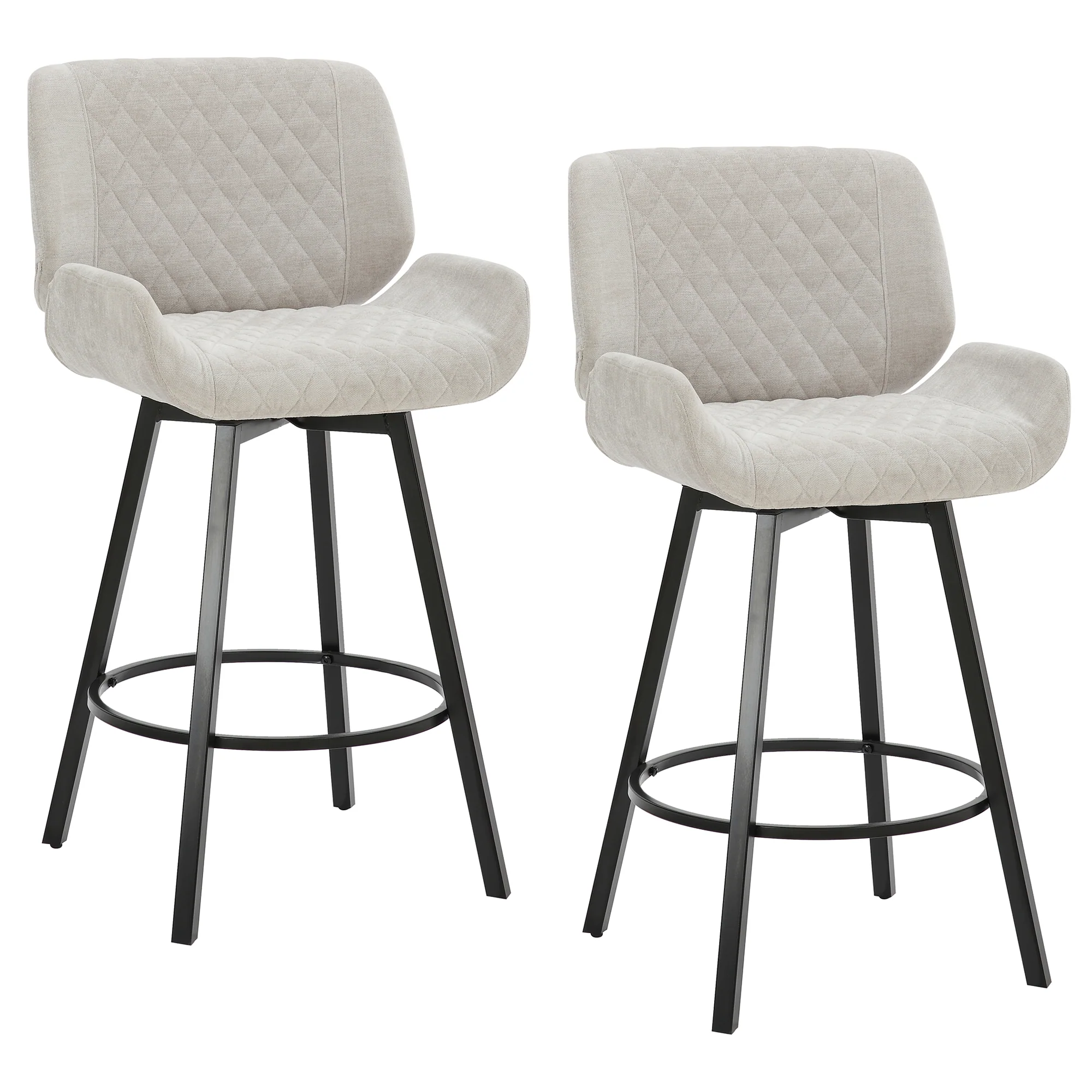 Worldwide Home Furnishings Fraser-26'' Counter Stool Fabric-Grey 26" Counter Stool W/Swivel, Set Of 2 203-667GY - Image 2
