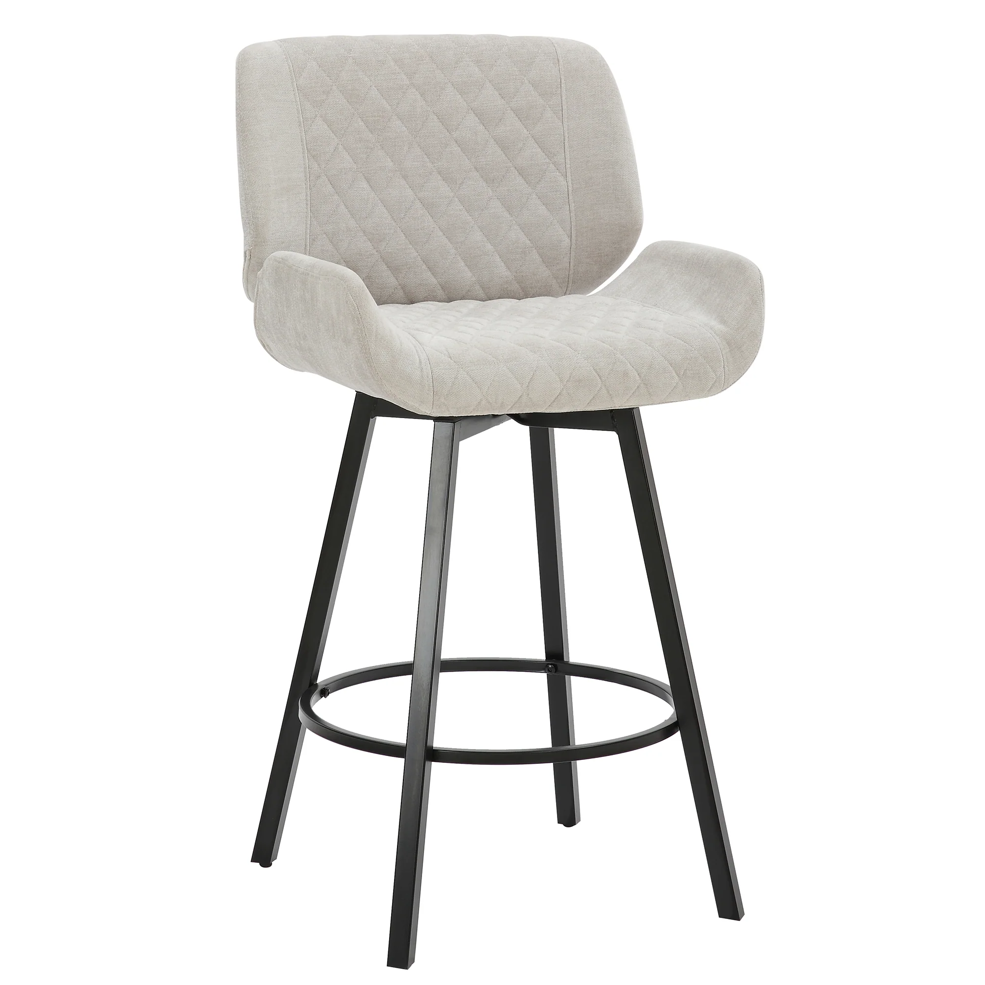 Worldwide Home Furnishings Fraser-26'' Counter Stool Fabric-Grey 26" Counter Stool W/Swivel, Set Of 2 203-667GY - Image 3