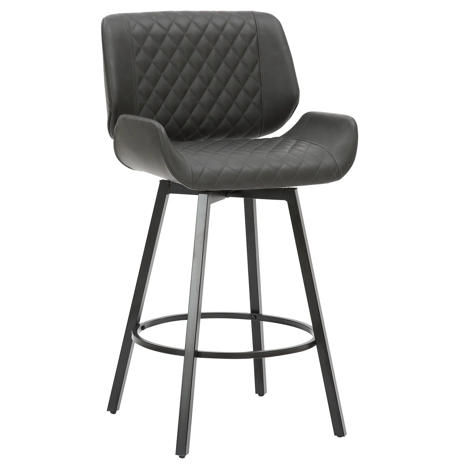 Worldwide Home Furnishings Fraser-26'' Counter Stool Pu-Charcoal 26" Counter Stool W/Swivel, Set Of 2 203-667PUCH - Image 3