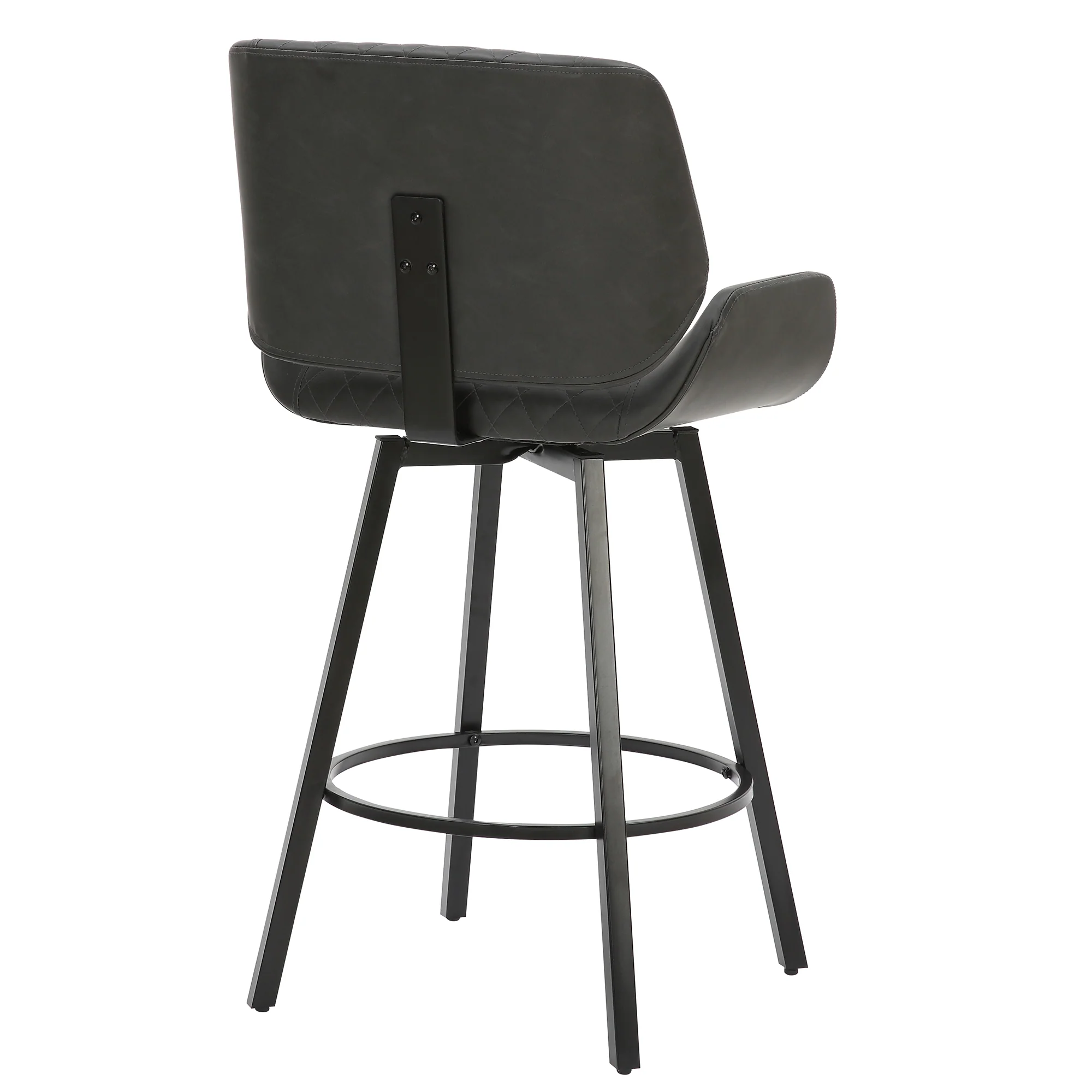 Worldwide Home Furnishings Fraser-26'' Counter Stool Pu-Charcoal 26" Counter Stool W/Swivel, Set Of 2 203-667PUCH - Image 4