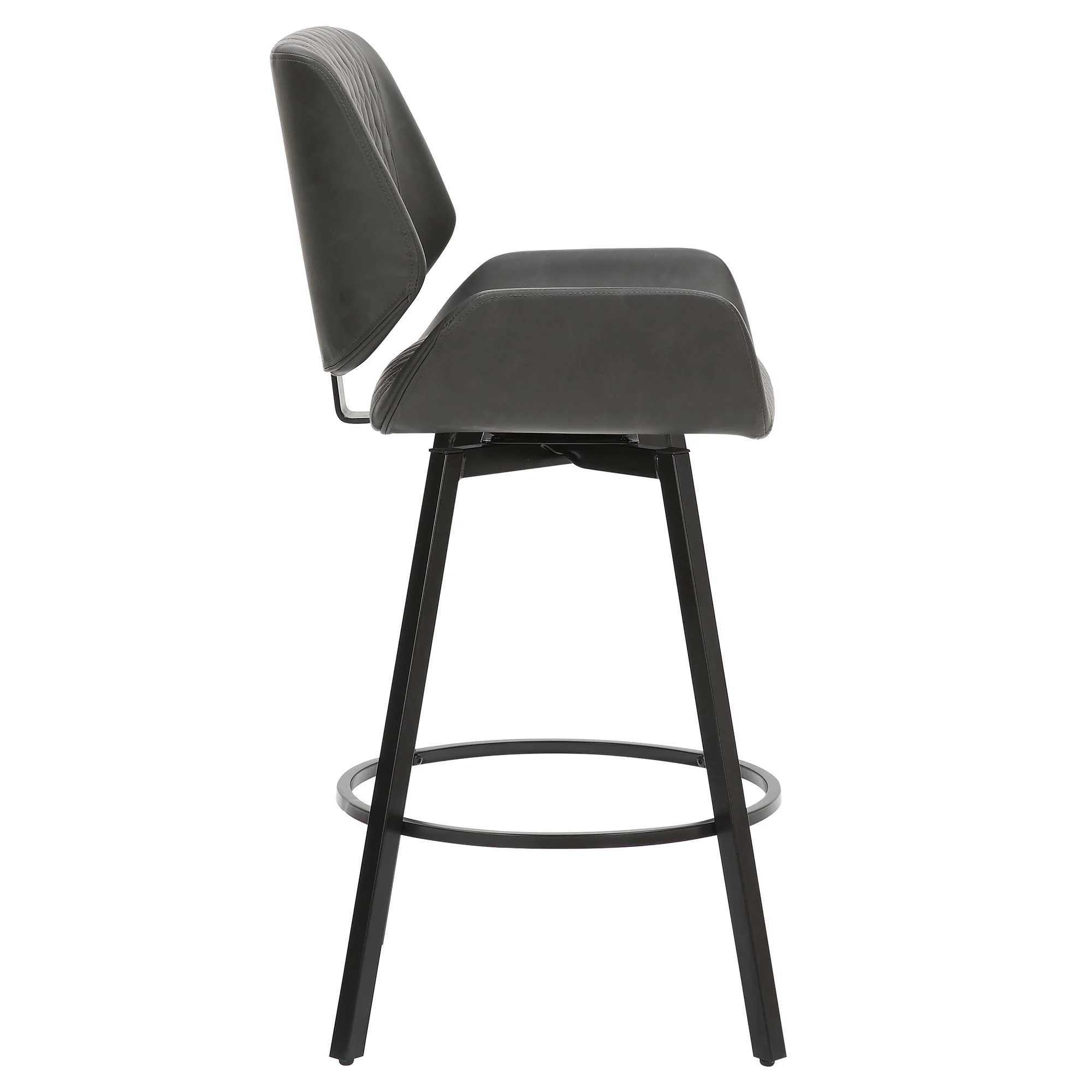 Worldwide Home Furnishings Fraser-26'' Counter Stool Pu-Charcoal 26" Counter Stool W/Swivel, Set Of 2 203-667PUCH - Image 5