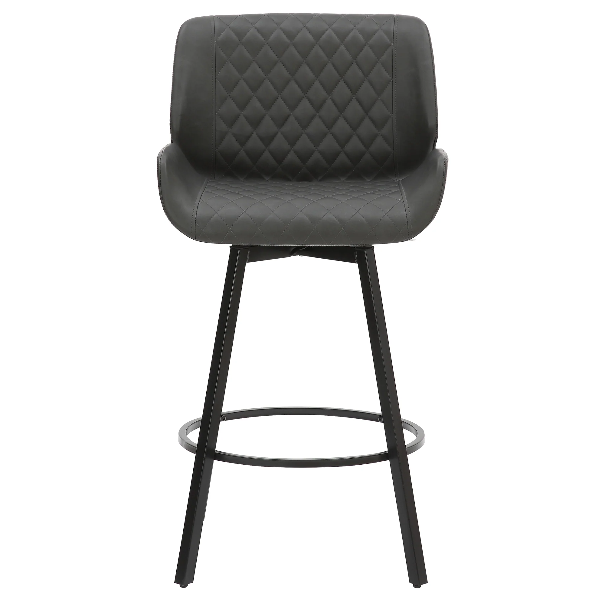 Worldwide Home Furnishings Fraser-26'' Counter Stool Pu-Charcoal 26" Counter Stool W/Swivel, Set Of 2 203-667PUCH - Image 6