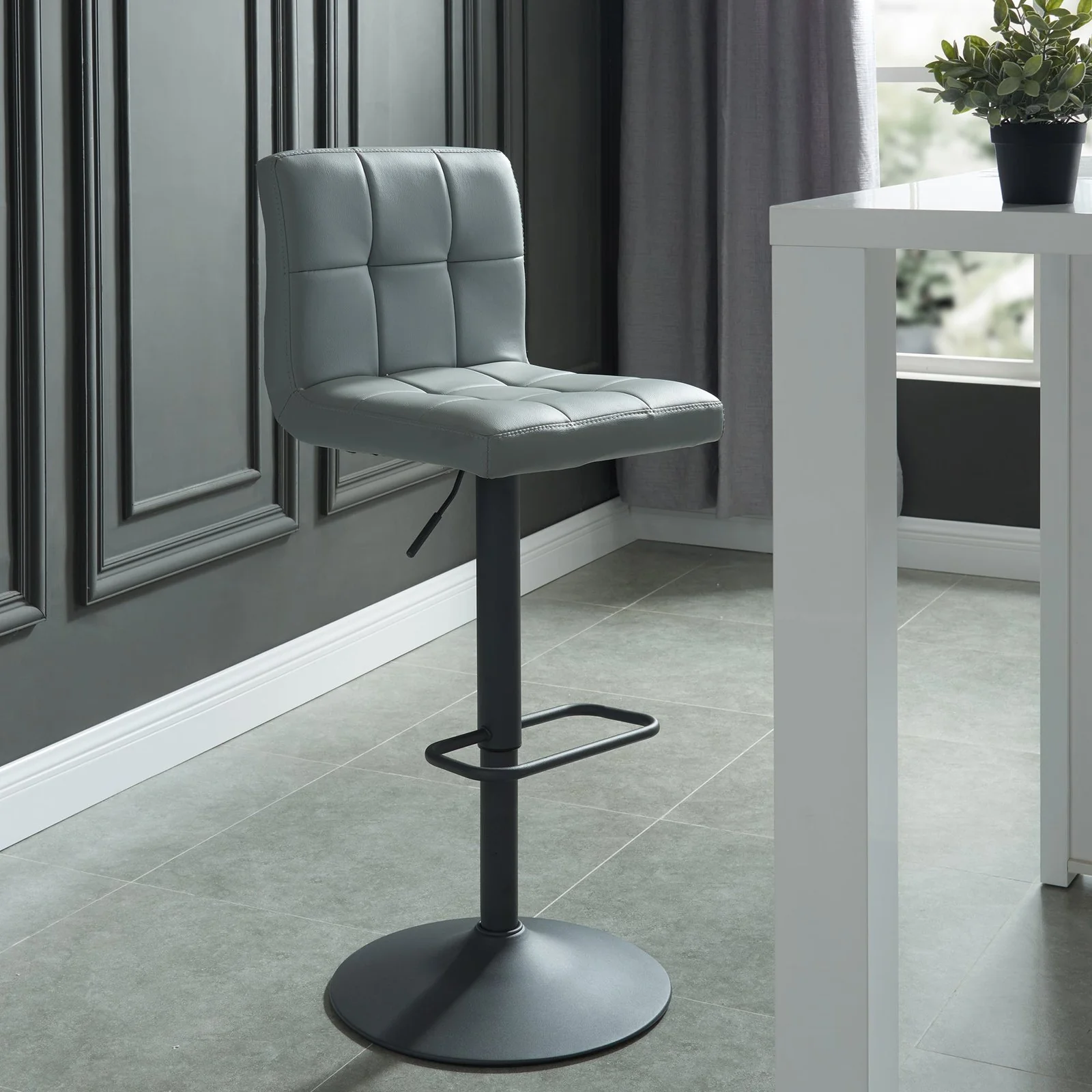 Worldwide Home Furnishings Fusion-Air Lift Stool-Grey Adjustable Air-Lift Stool, Set Of 2 203-336GRY