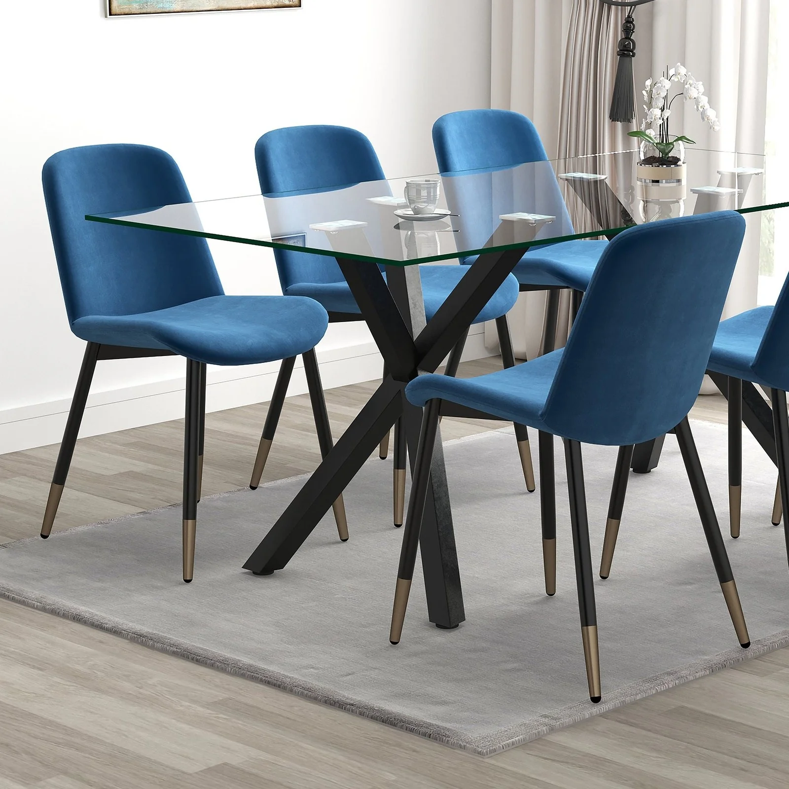 Worldwide Home Furnishings Gabi-Side Chair-Blue Side Chair, Set Of 2 202-293BLU