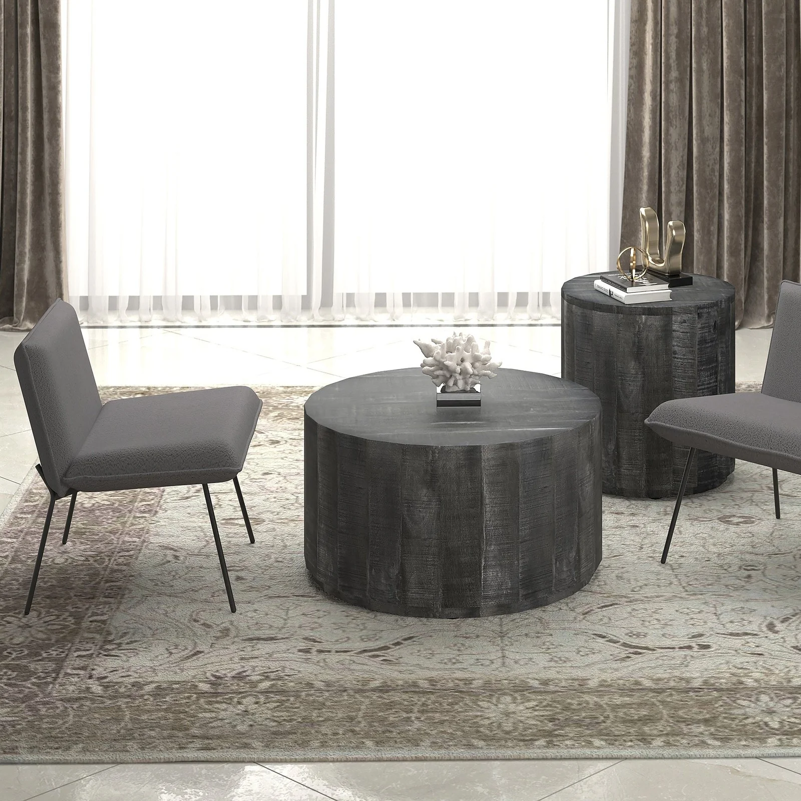 Worldwide Home Furnishings Gigi-Accent Chair-Grey Accent Chair 403-669GY