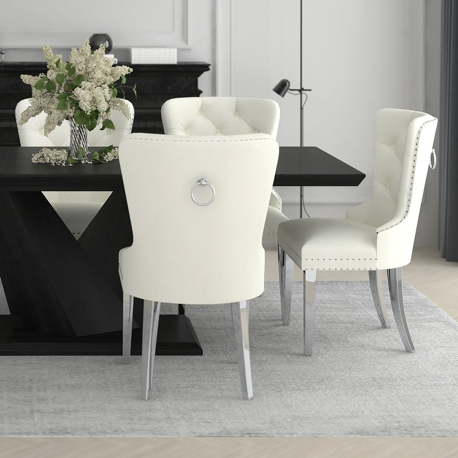 Worldwide Home Furnishings Hollis-Side Chair-Ivory Side Chair, Set Of 2 202-614IV