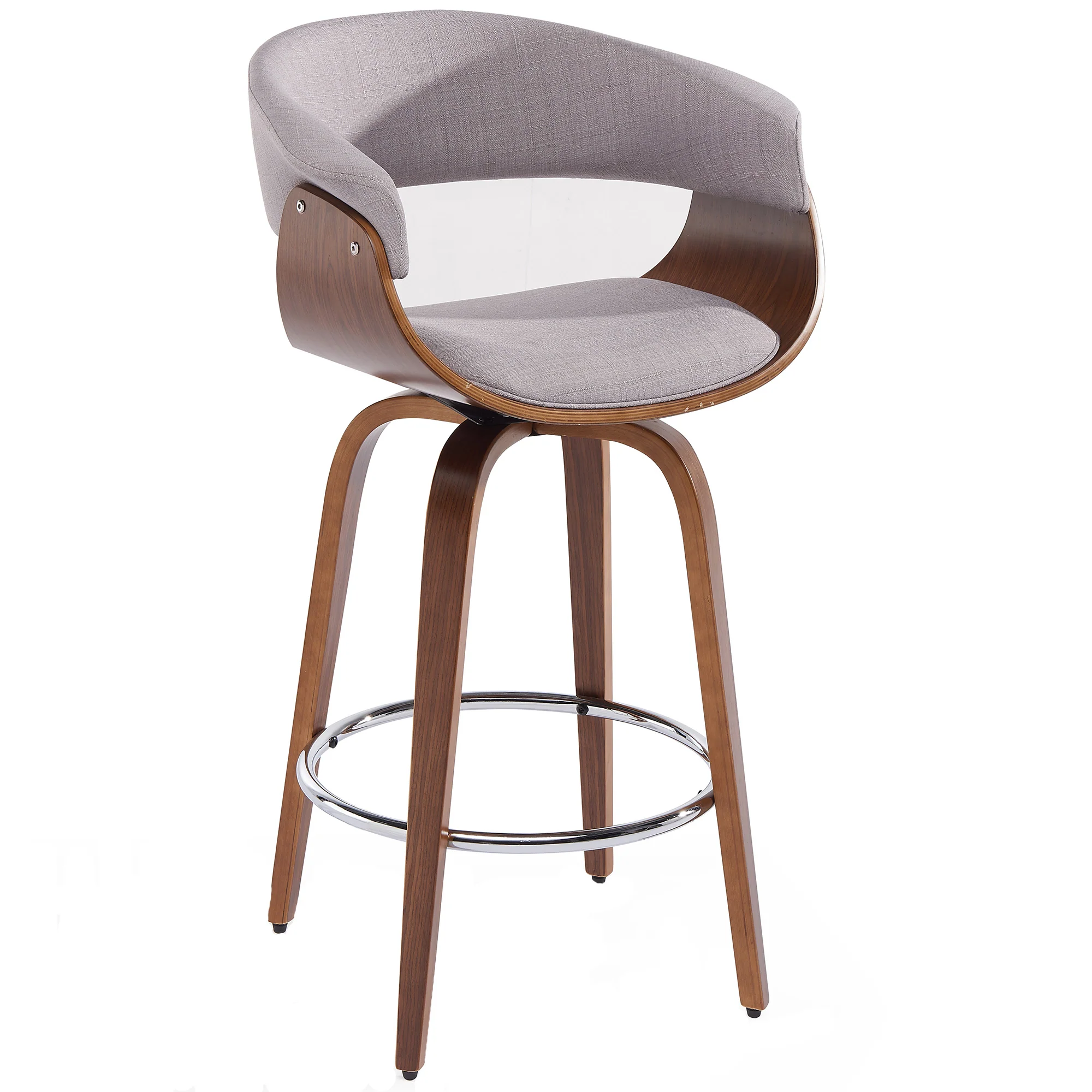 Worldwide Home Furnishings Holt-26" Counter Stool-Fabric Grey 26" Counter Stool W/Swivel 203-981GY - Image 2